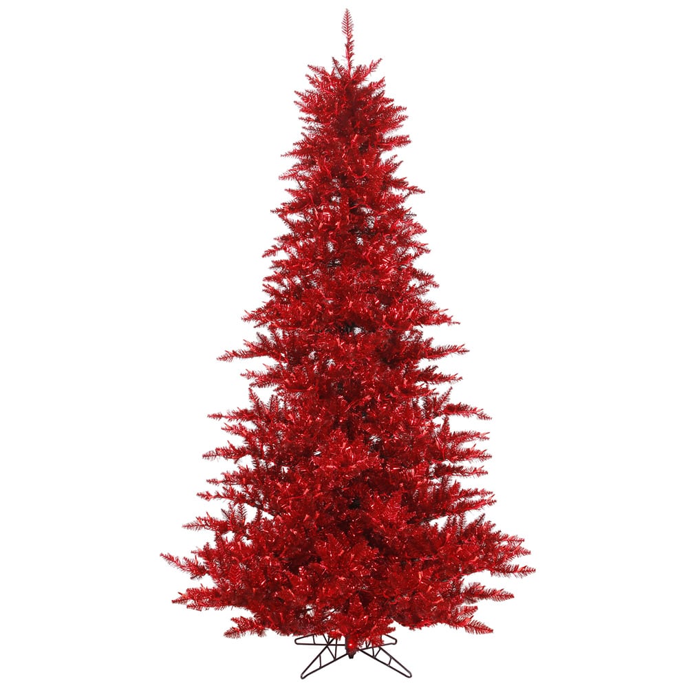 3ft. Unlit Red Tinsel Fir Artificial Christmas Tree
