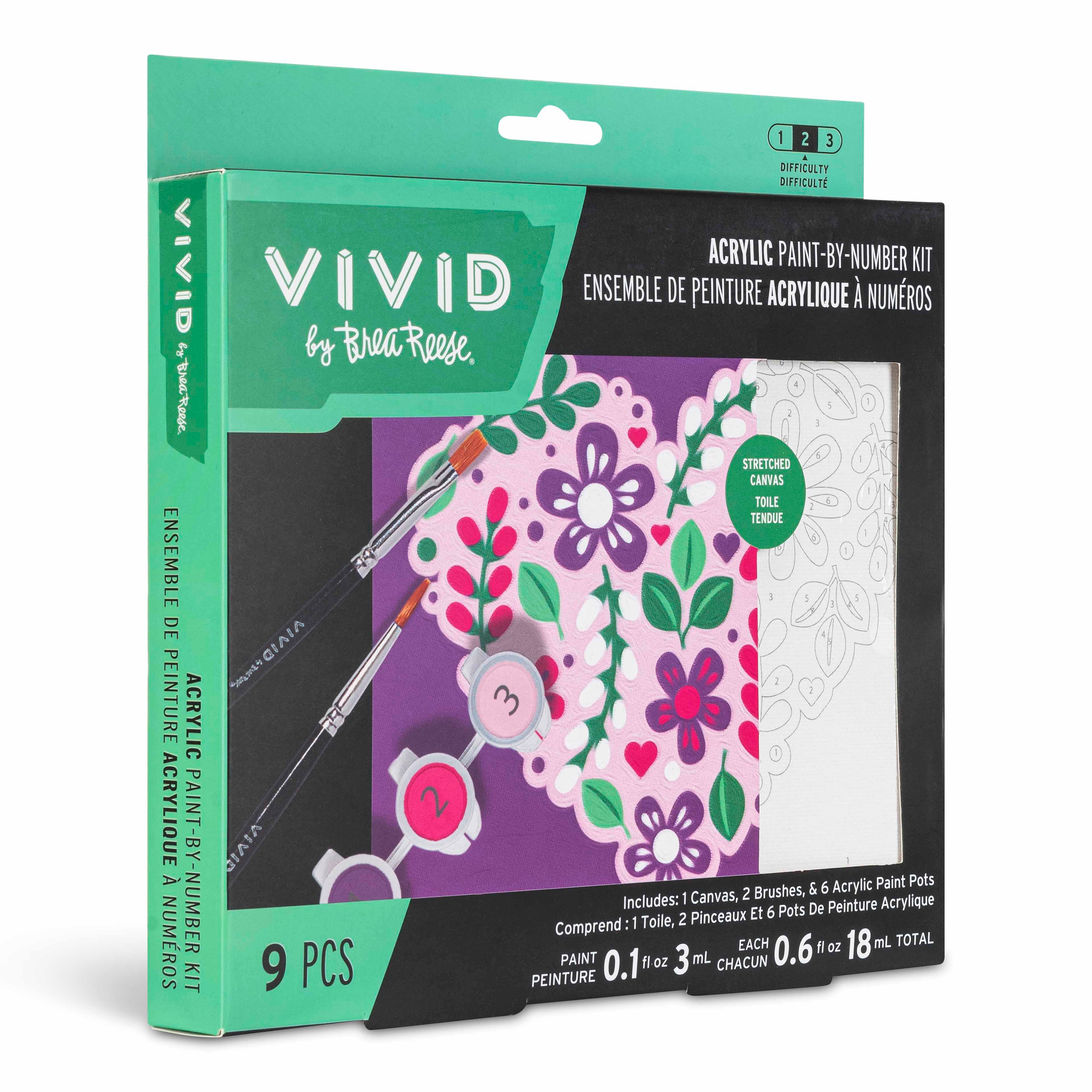 VIVID by Brea Reese® Flower Heart Acrylic Paint-by-Number Kit