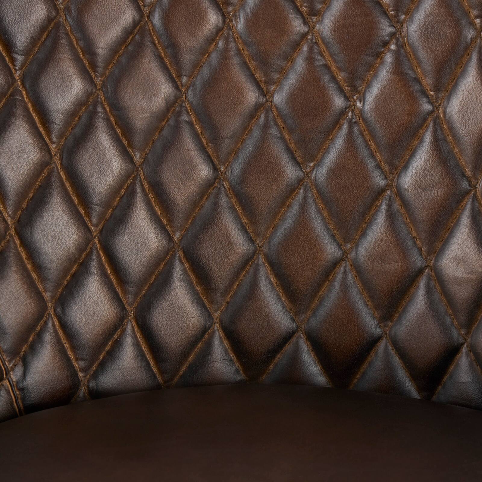 41.5" Leather Round Diamond Tufted Bar Stool with High Back