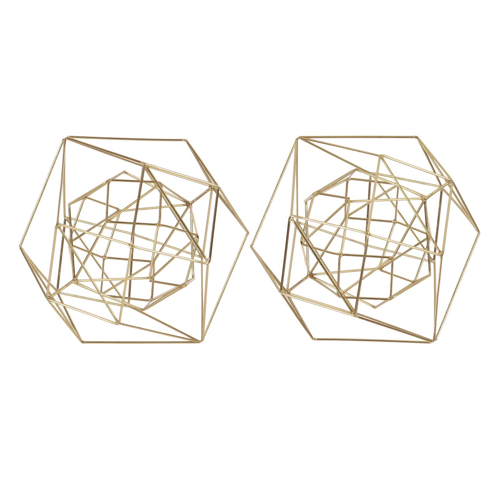 CosmoLiving by Cosmopolitan Gold Metal Modern Geometric Sculpture Set