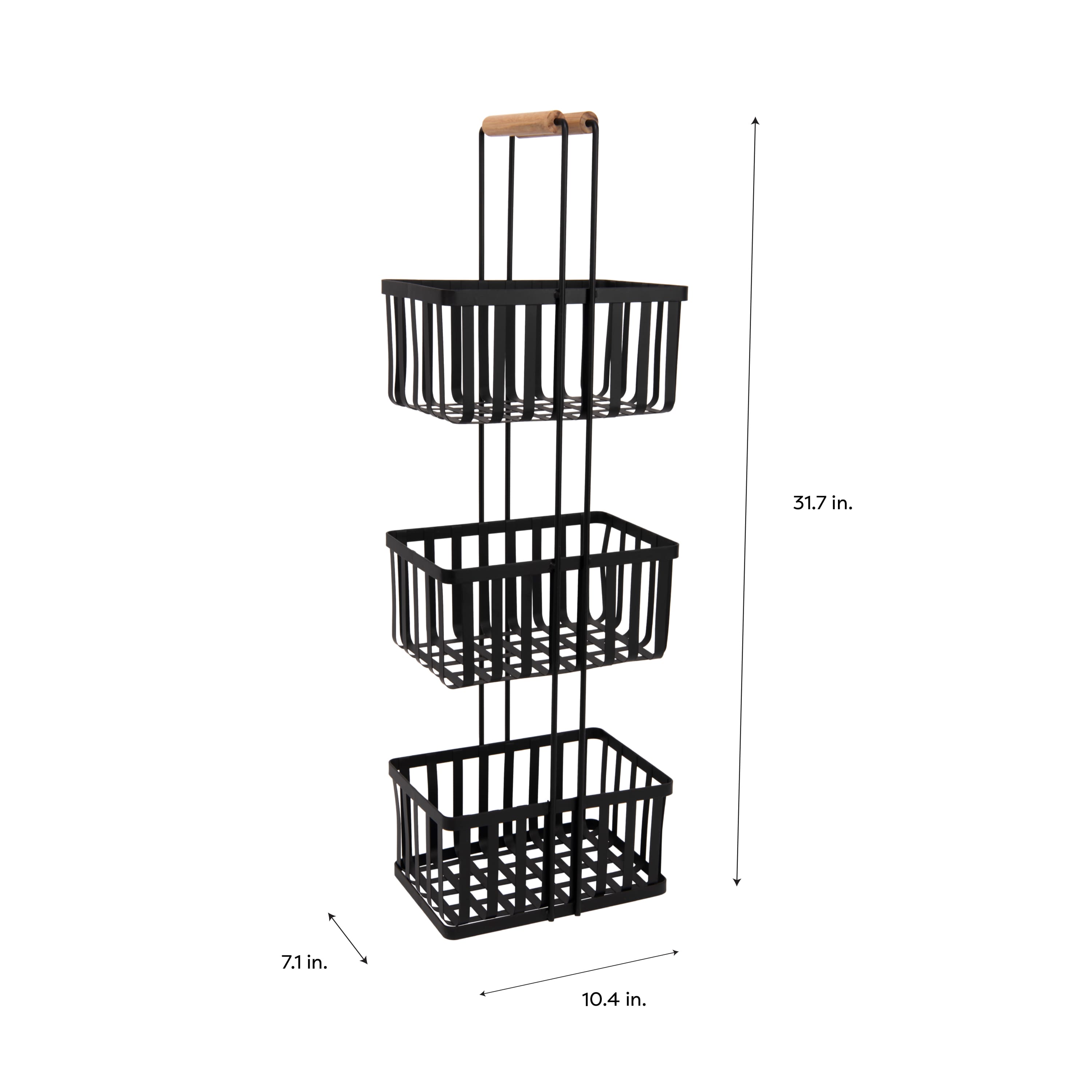 Simplify Black 3 Tier Metal Spa Tower with Bamboo Handles