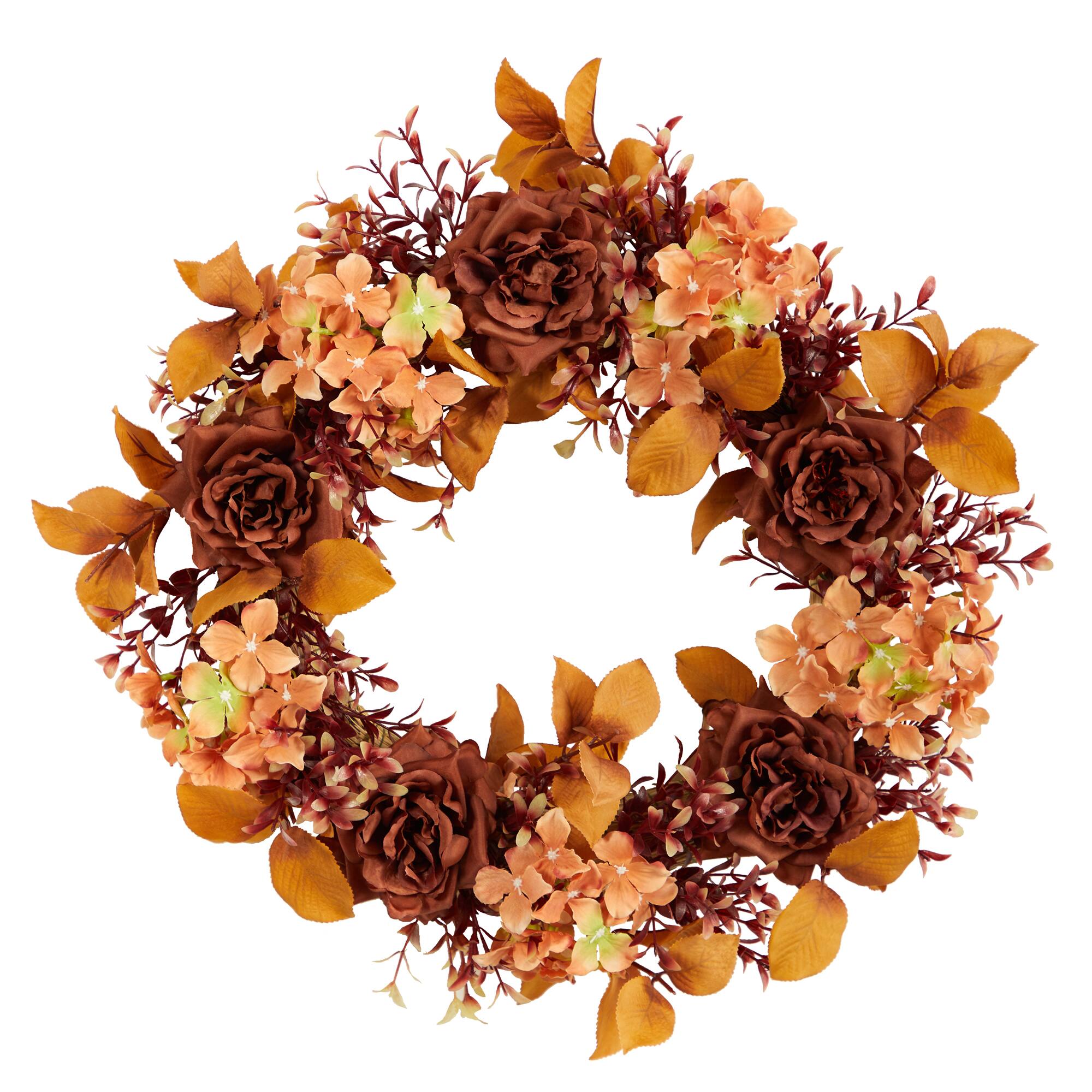 20" Autumn Rose & Hydrangea Wreath