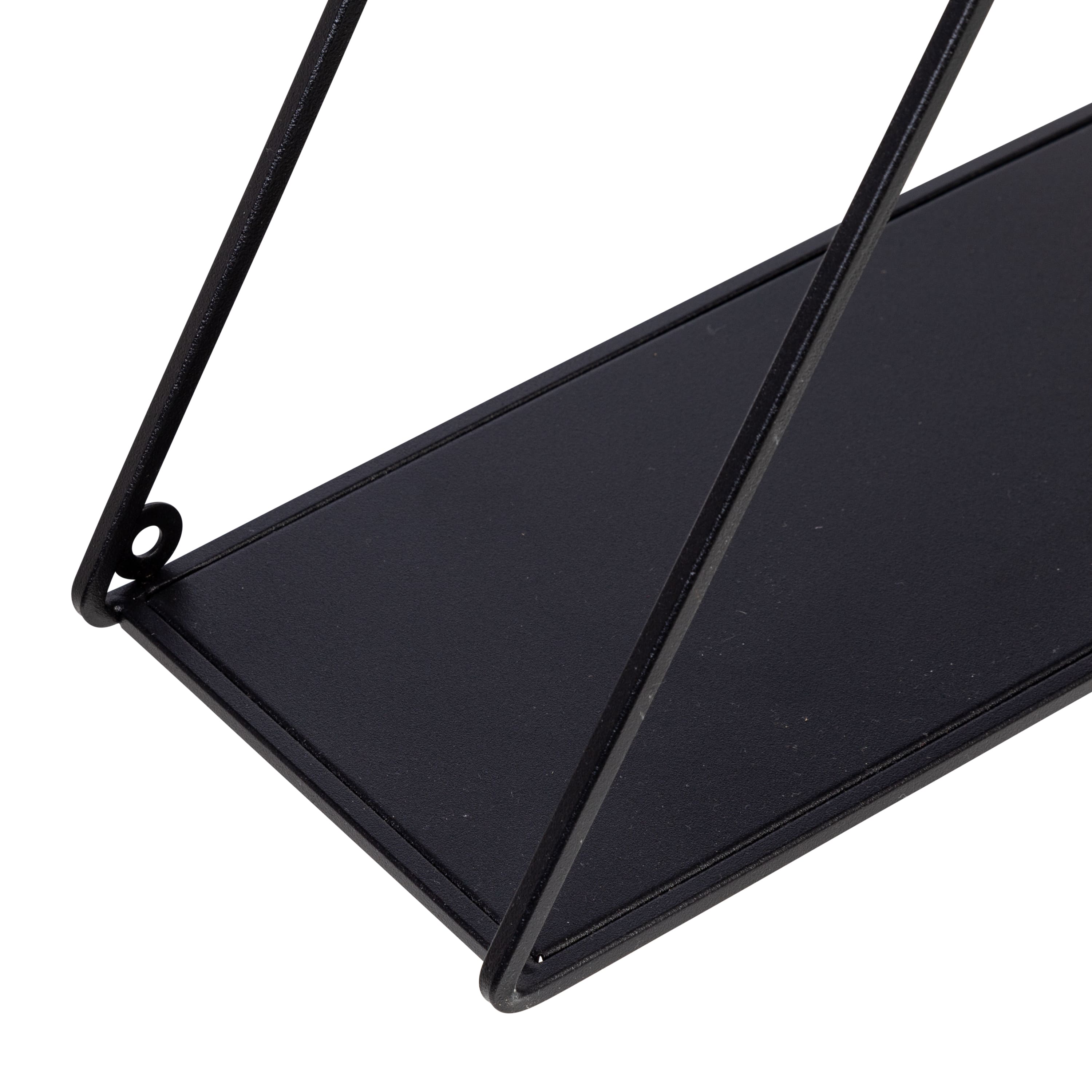 Honey Can Do 28" Black Three-Tier Triangle Decorative Metal Wall Shelf