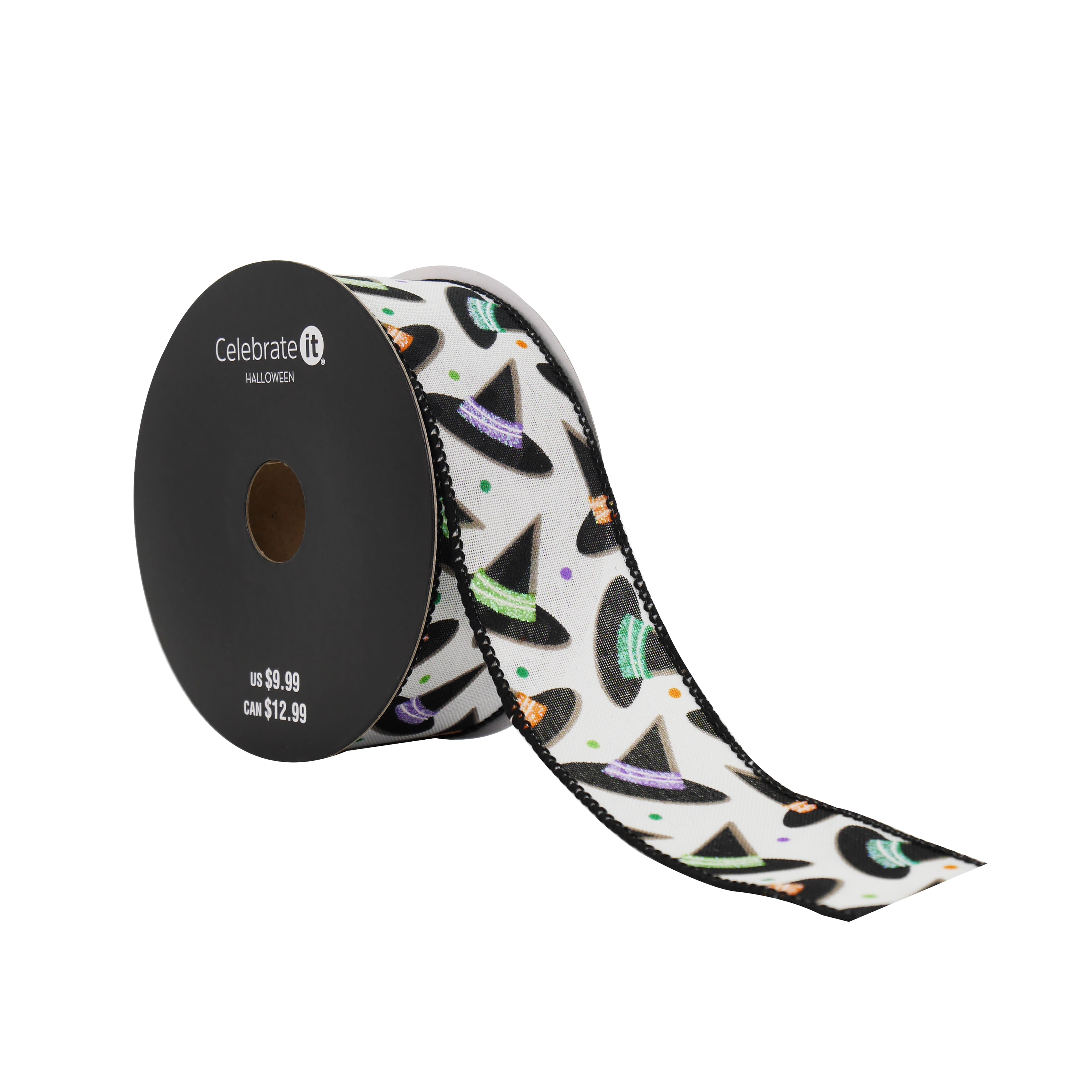 1.5&#x22; x 10yd. Witch Hat Toss Wired Taffeta Ribbon by Celebrate It&#xAE; Halloween