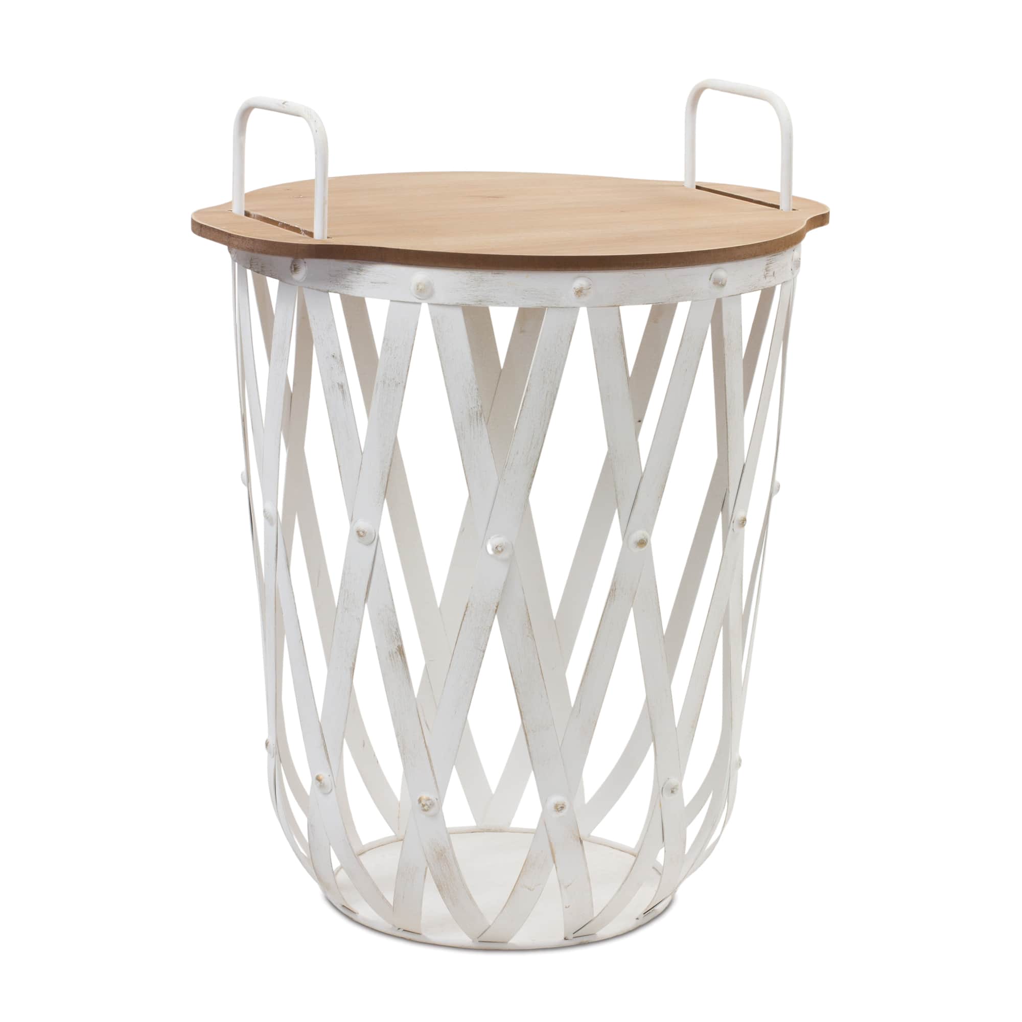 White Side Basket Table Set