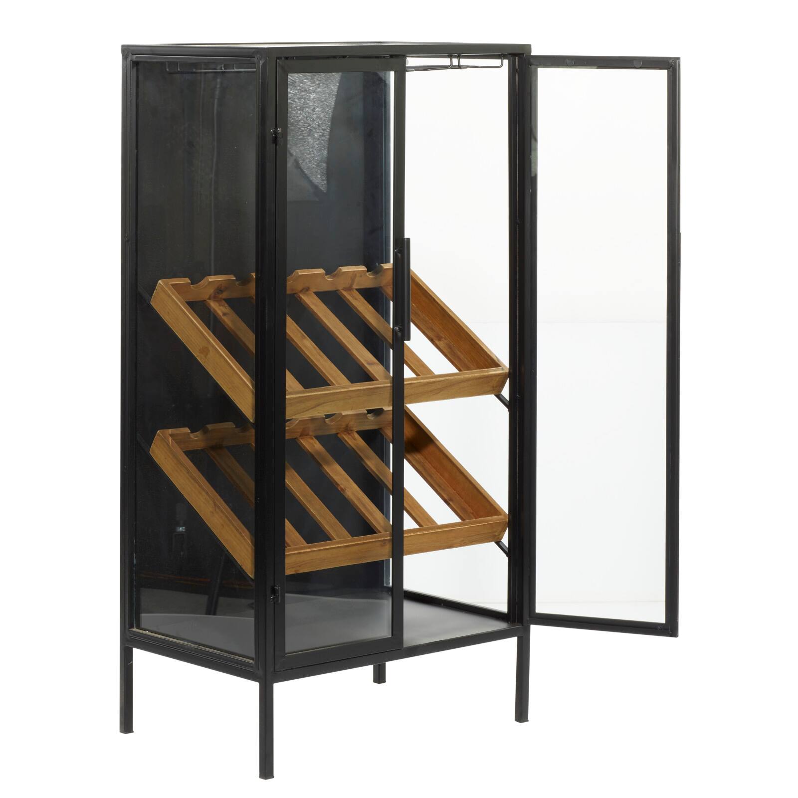 40&#x27;&#x27; Black Wood Contemporary Standing Wine Rack