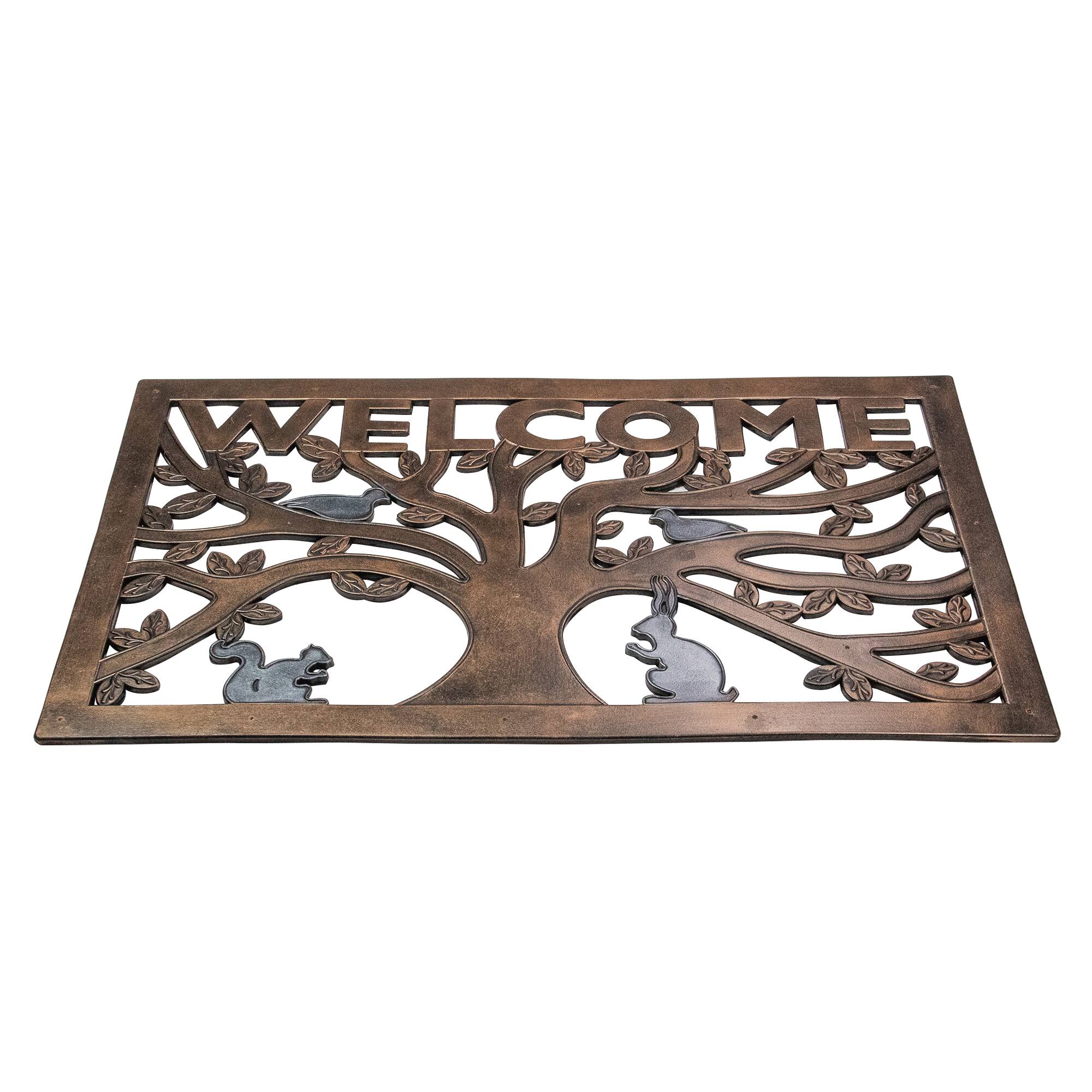 Copper Animals in Tree Welcome Doormat