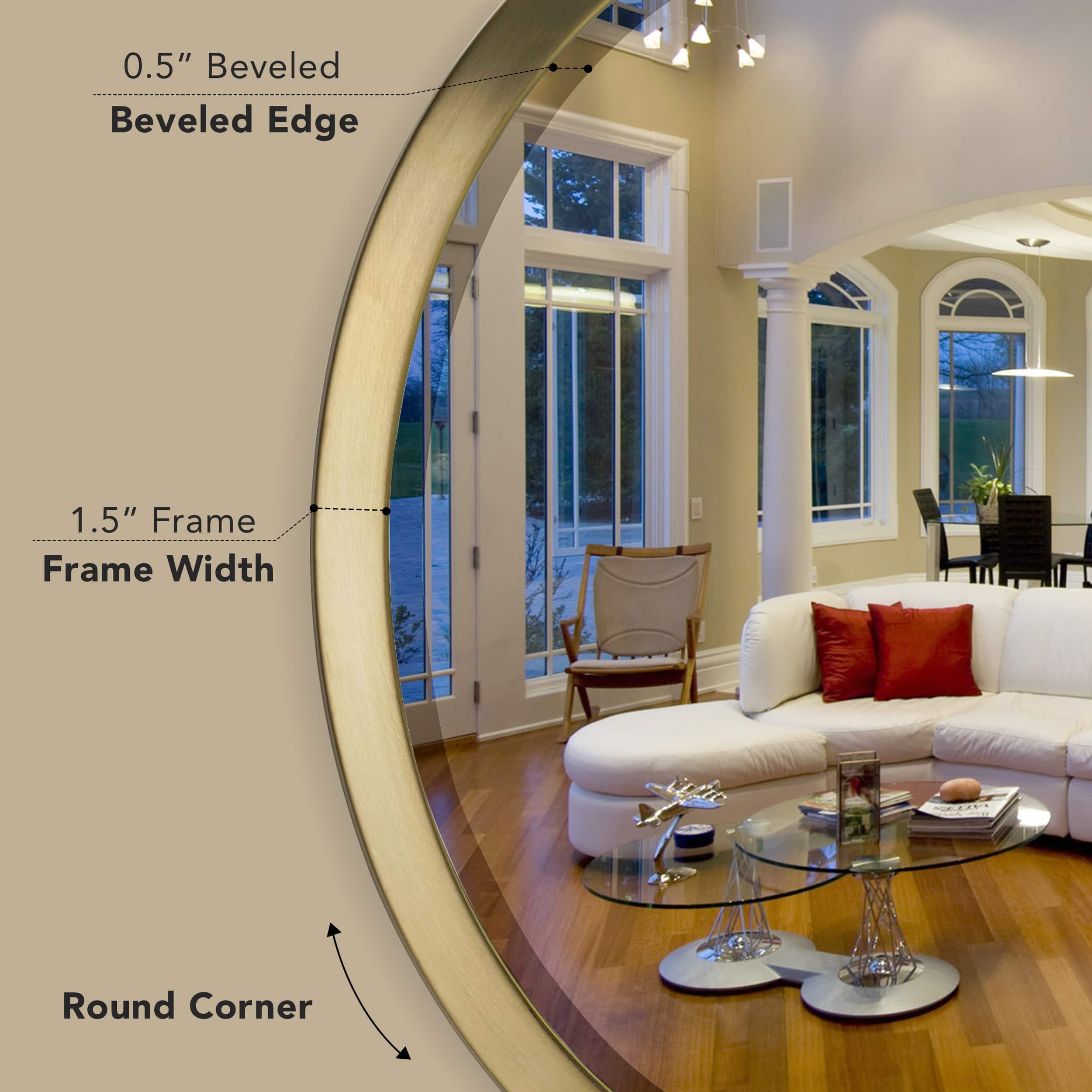 Head West Oval Brushed Gold Metal Framed Bathroom Mirror - 30&#x22; x 23&#x22;