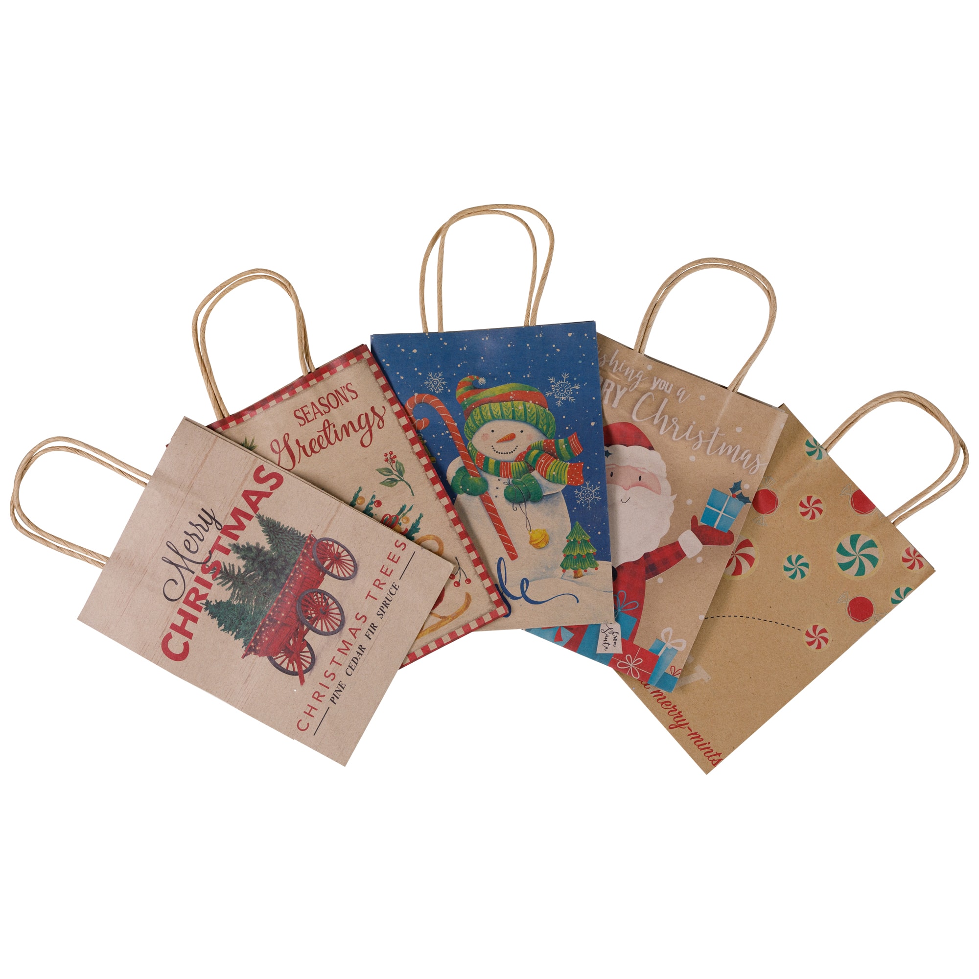 Pack of 15 Assorted Medium Christmas Gift Bags with Handle