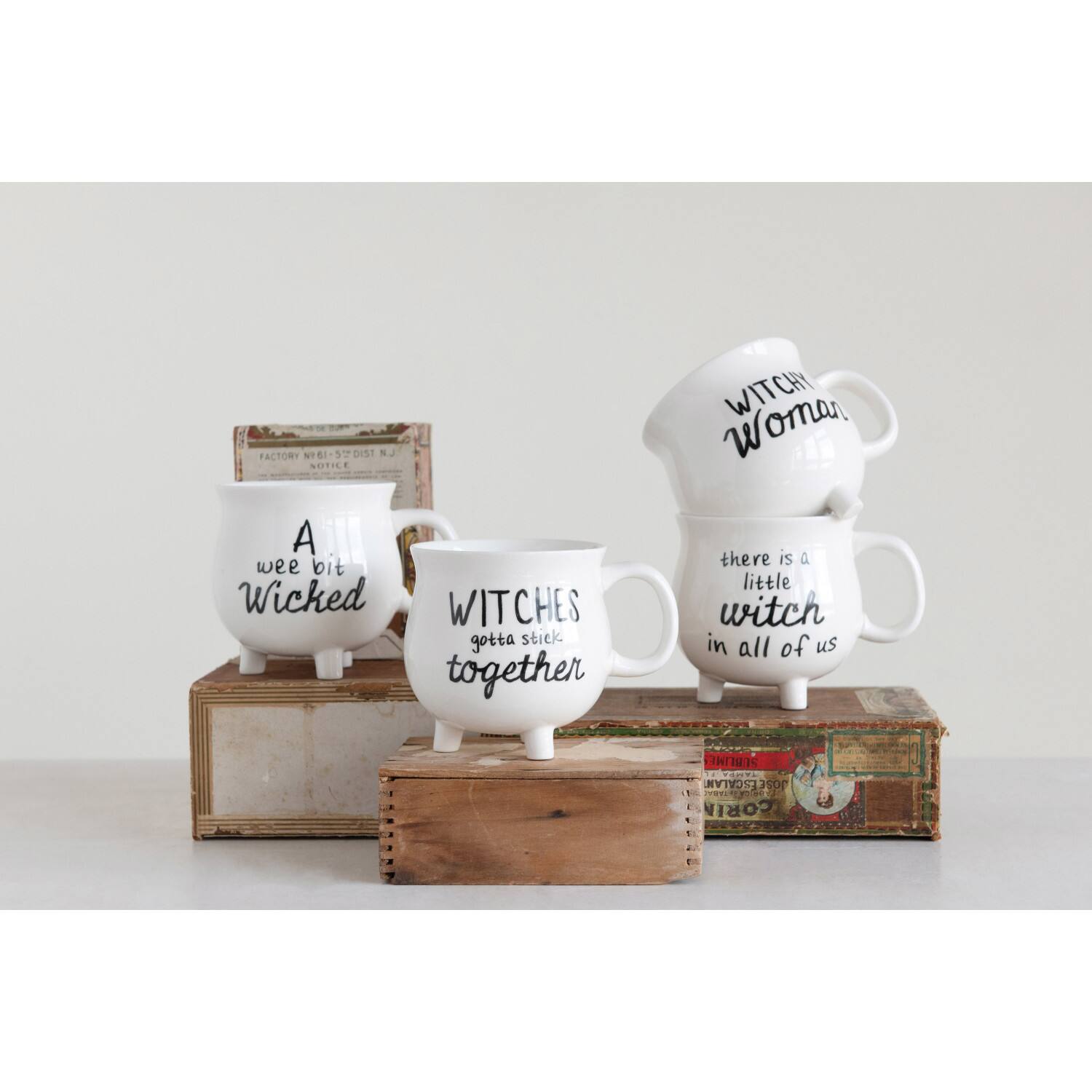 Hello Honey® 12oz. Witchy Stoneware Cauldron Mug Set