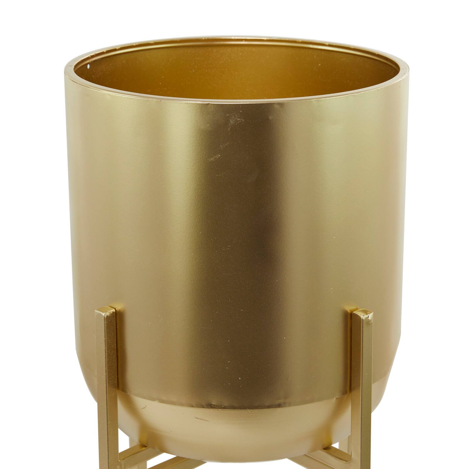 Gold Modern Planter, 13&#x22; x 13&#x22; x 46&#x22;