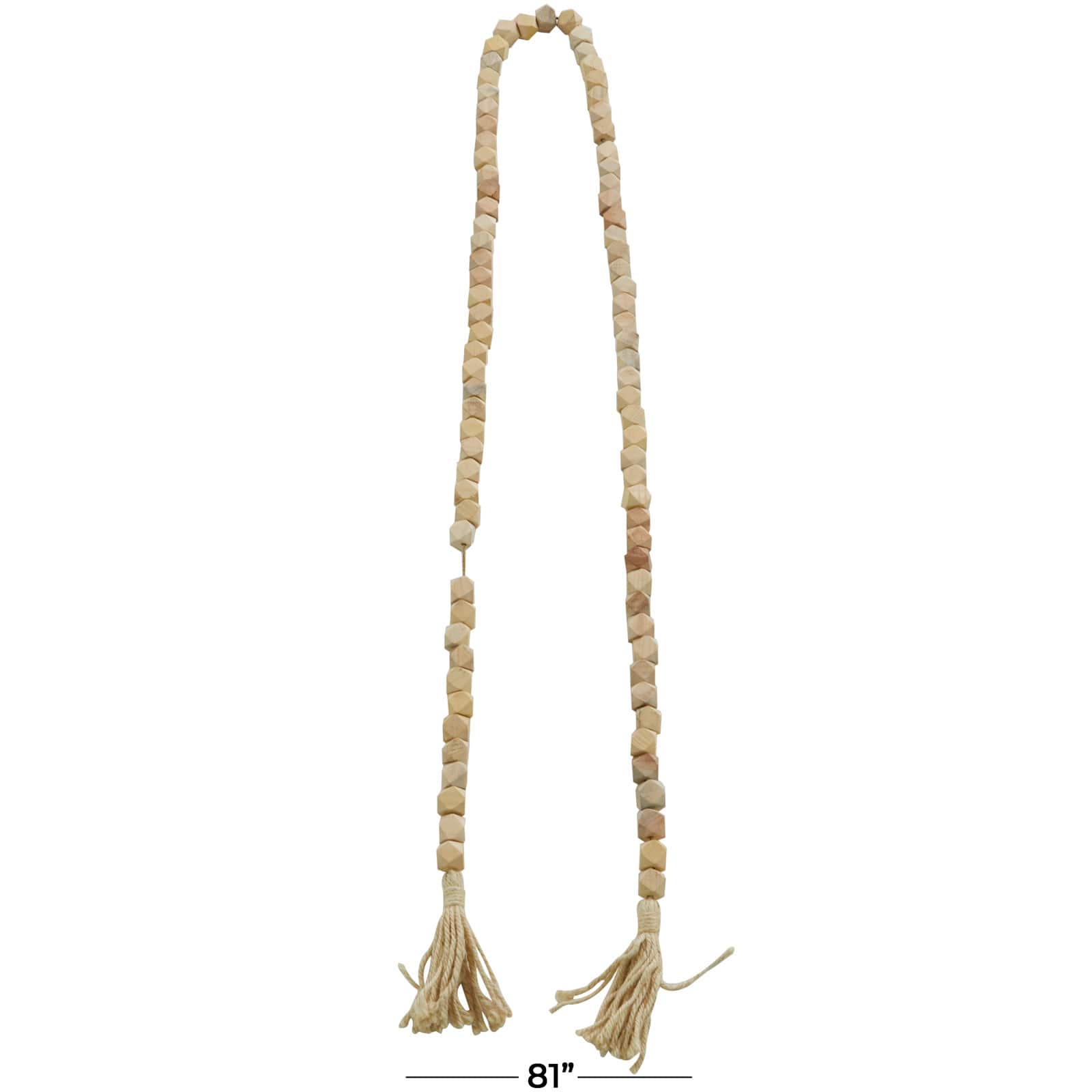 80" Bohemian Mango Wood Beads with Tassels Garland