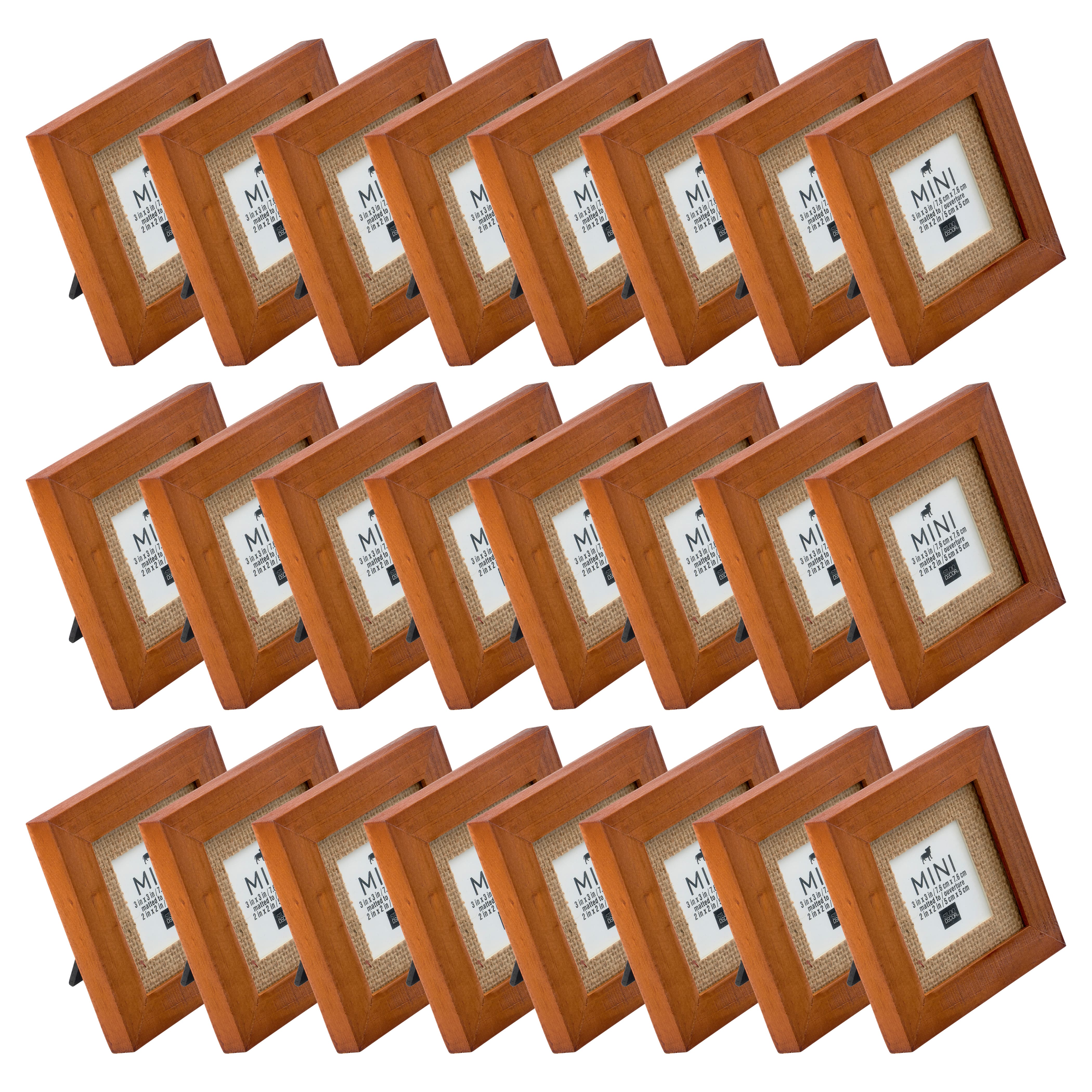 24 Pack: Mini Walnut Frame with Burlap Mat by Studio Décor®