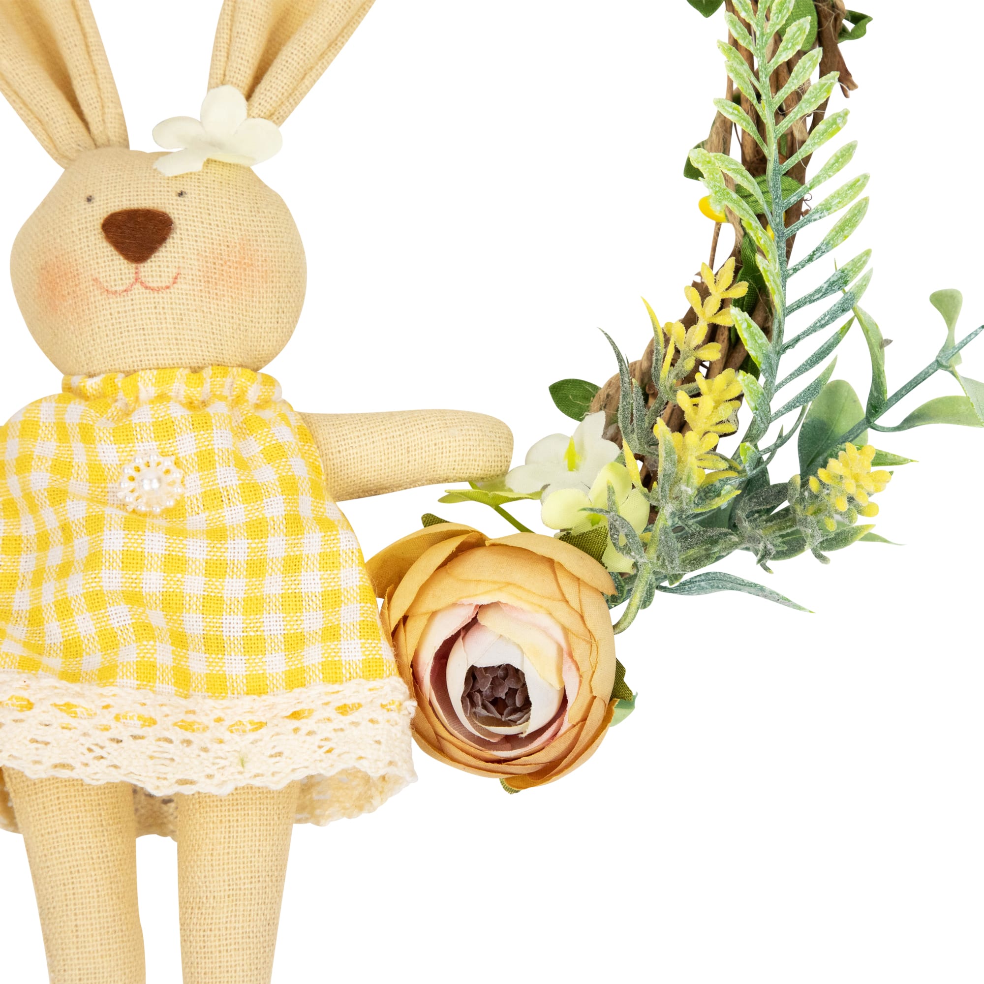 10" Bunny with Flowers Artificial Easter Twig Wreath