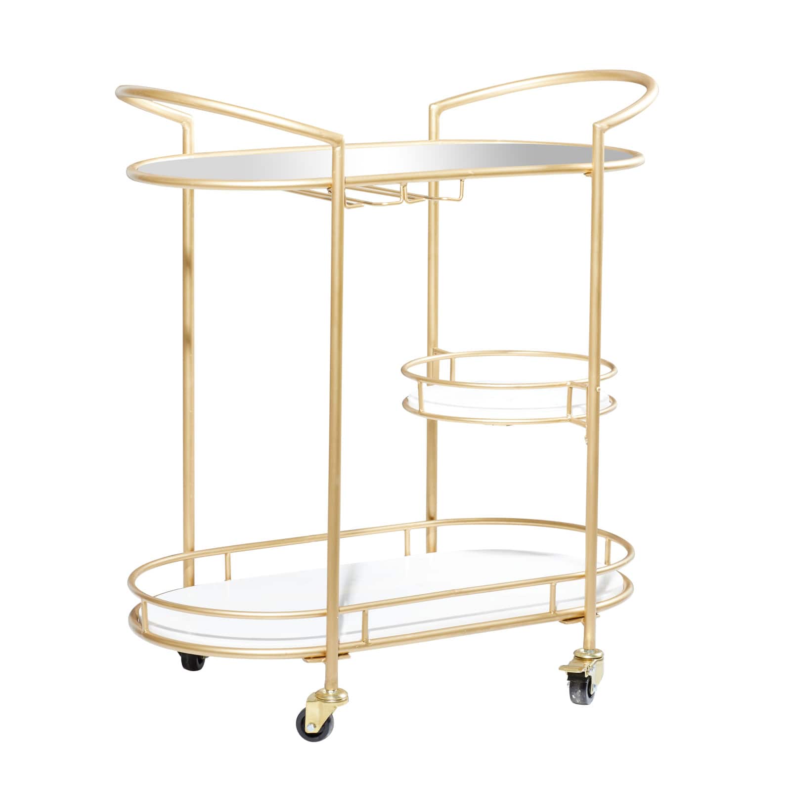 Gold Metal Contemporary Bar Cart, 33&#x22; x 31&#x22; x 16&#x22;