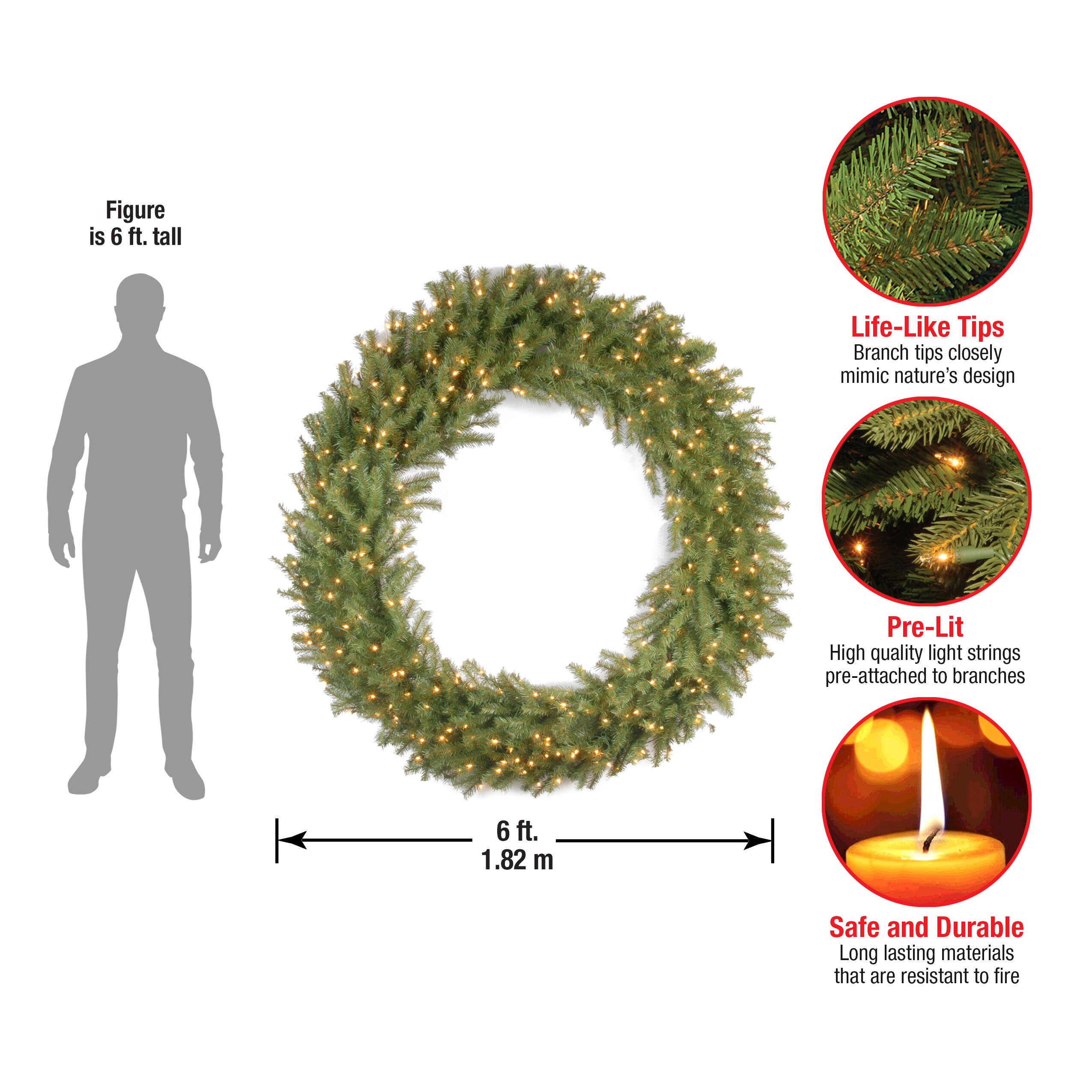 60" Clear Lights Norwood Fir Wreath