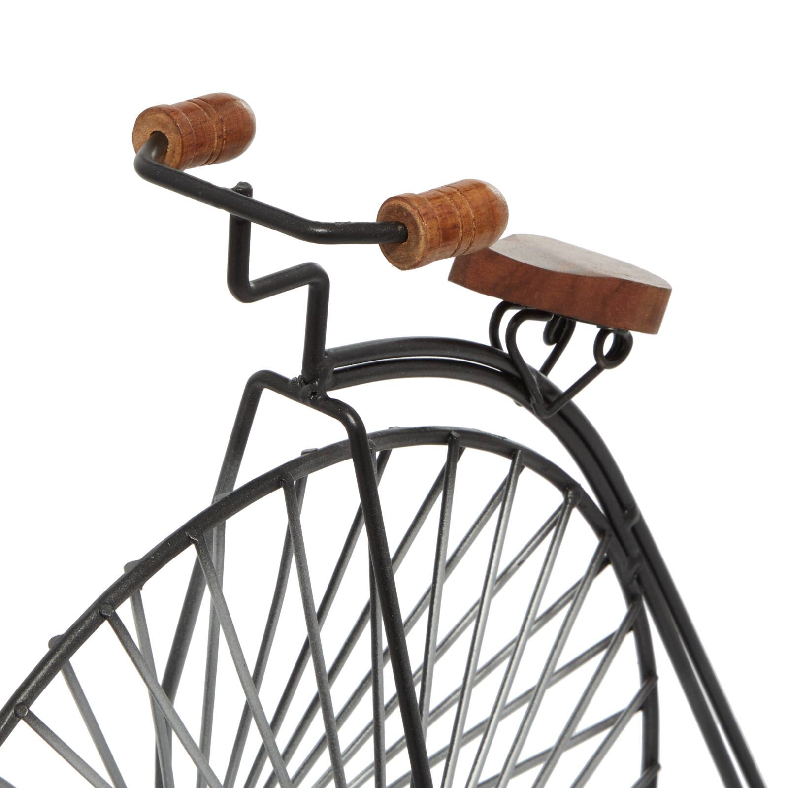 17&#x22; Industrial Black Metal Big Wheel Bicycle Sculpture