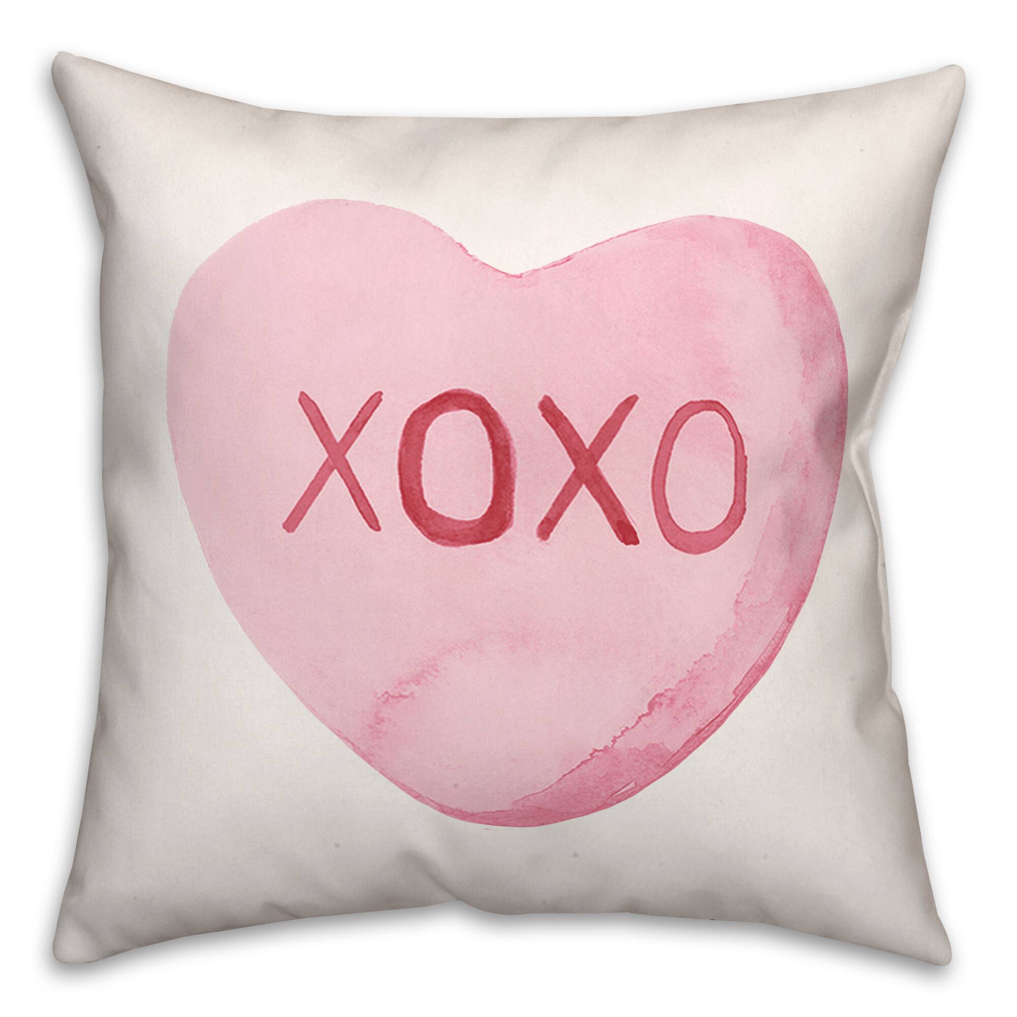 Kiss Me Candy Heart Throw Pillow