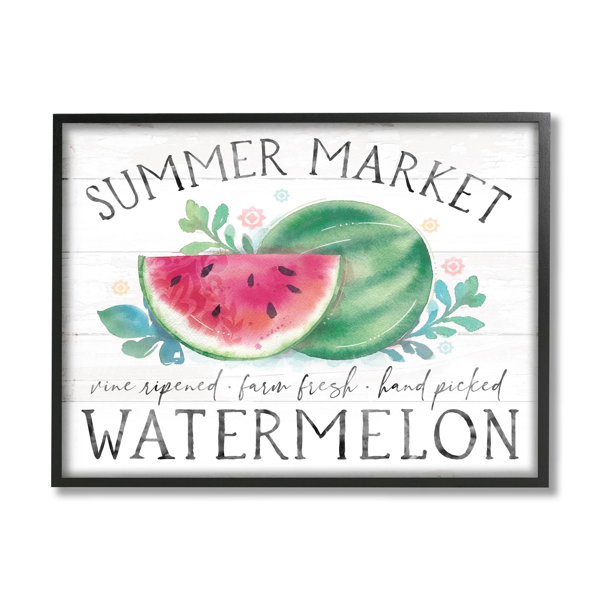 Stupell Industries Summer Market Watermelon Farm Country Grain Pattern Framed Giclee Art