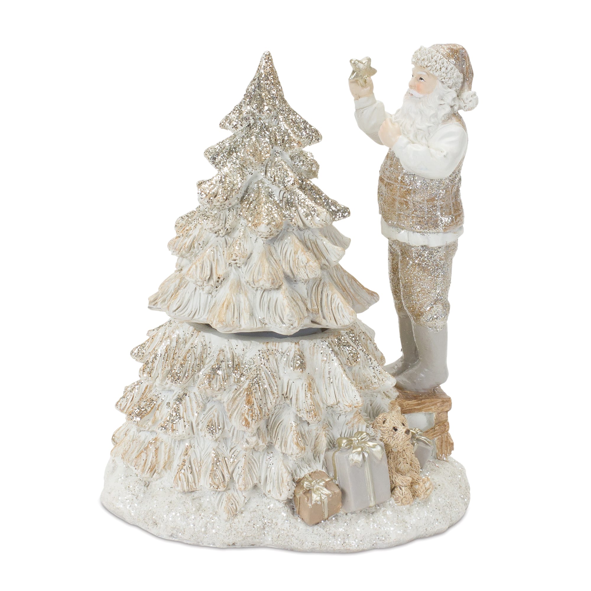 7&#x22; Santa with Spinning Christmas Tree Set
