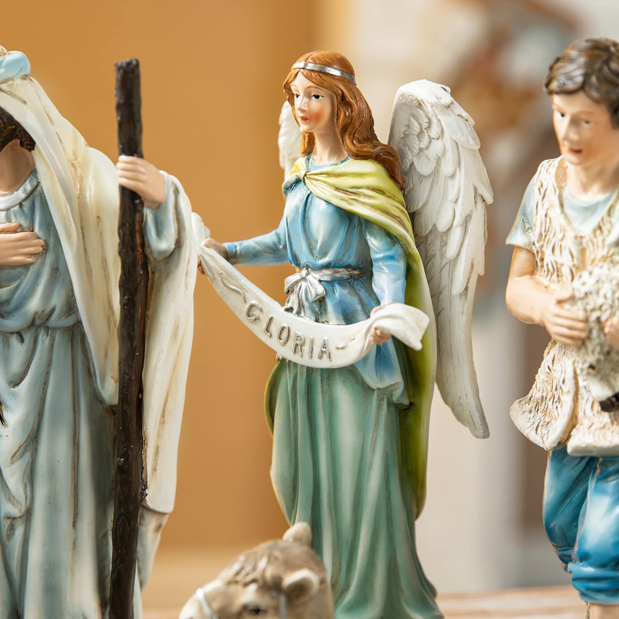 Glitzhome&#xAE; 12 Piece Deluxe Blue Nativity Figurine Set