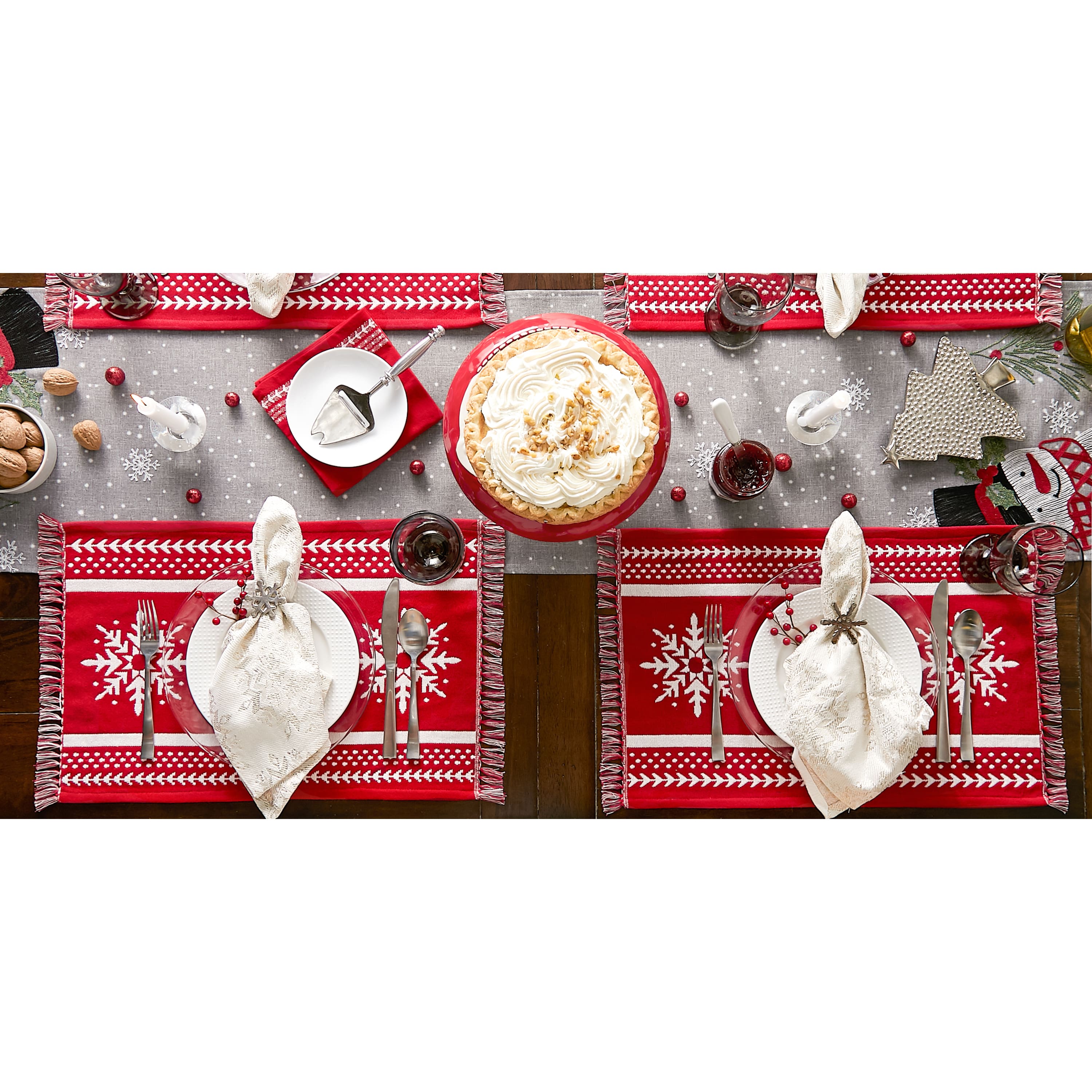 DII&#xAE; Nordic Snowflake Stripe Jacquard Placemats, 4ct.