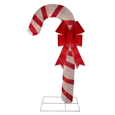 6ft. Pre-Lit Red & White Glitter Candy Cane Christmas Outdoor Décor ...