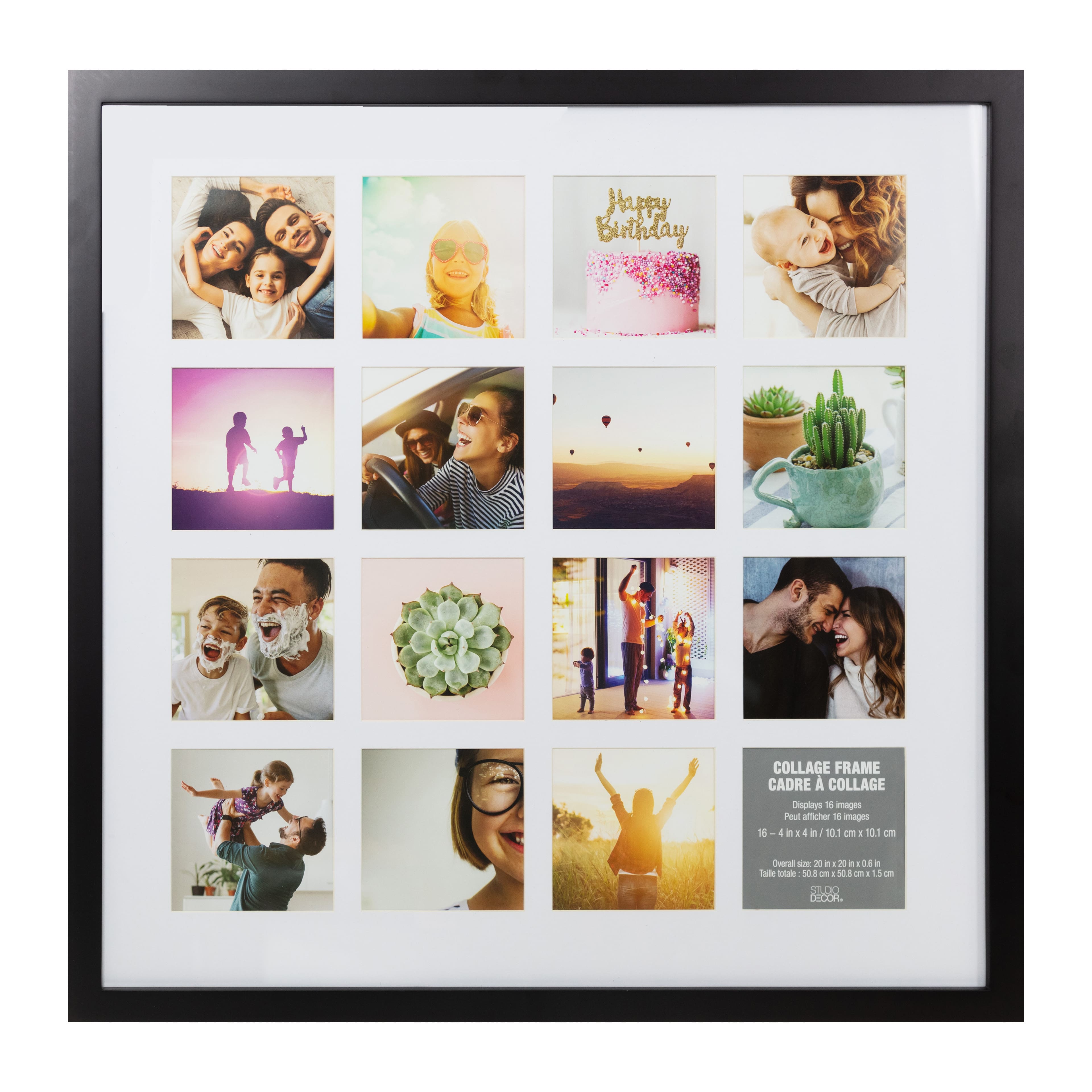 6 Pack: 16 Opening Black 4" x 4" Collage Frame with Mat by Studio Décor®