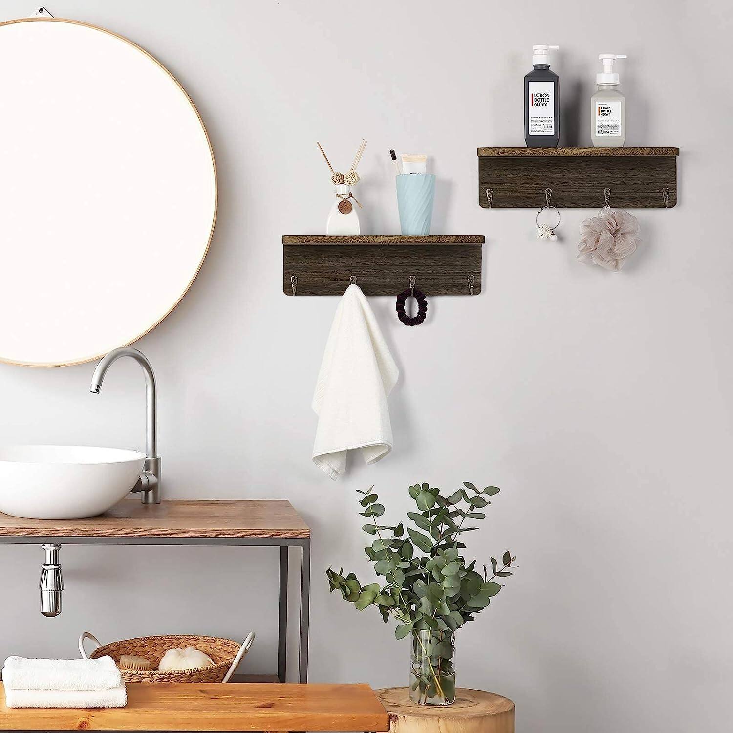 NEX™ 16" Rustic Brown Coat Rack with Hooks