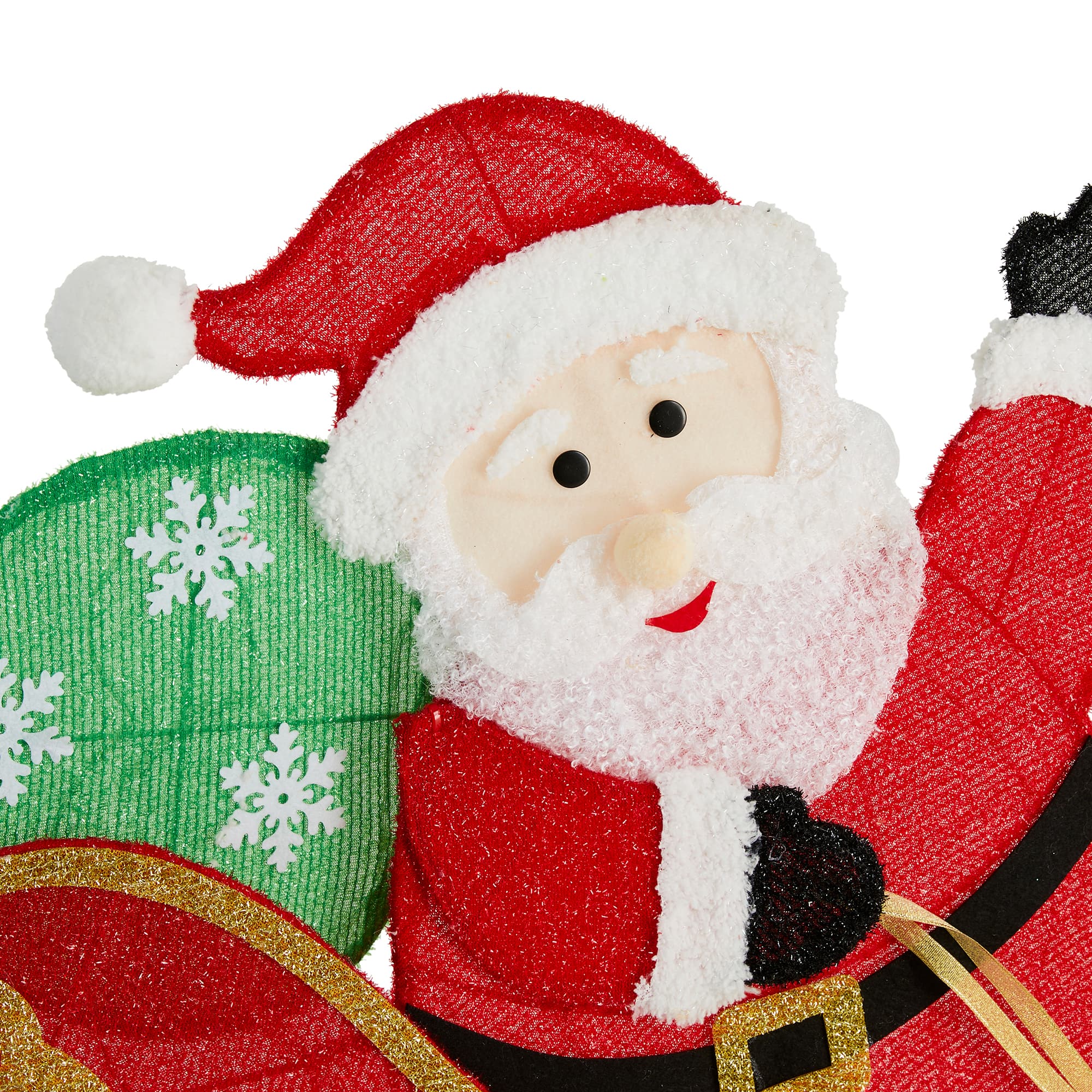 Glitzhome&#xAE; 90.5&#x22;L Lighted Christmas 2D Fabric Dog with Santa Sleigh Outdoor Decor