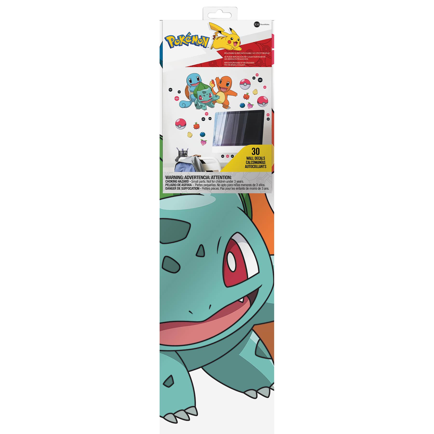 RoomMates Pokémon Squirtle, Charmander & Bulbasaur Peel & Stick Giant Wall  Decals