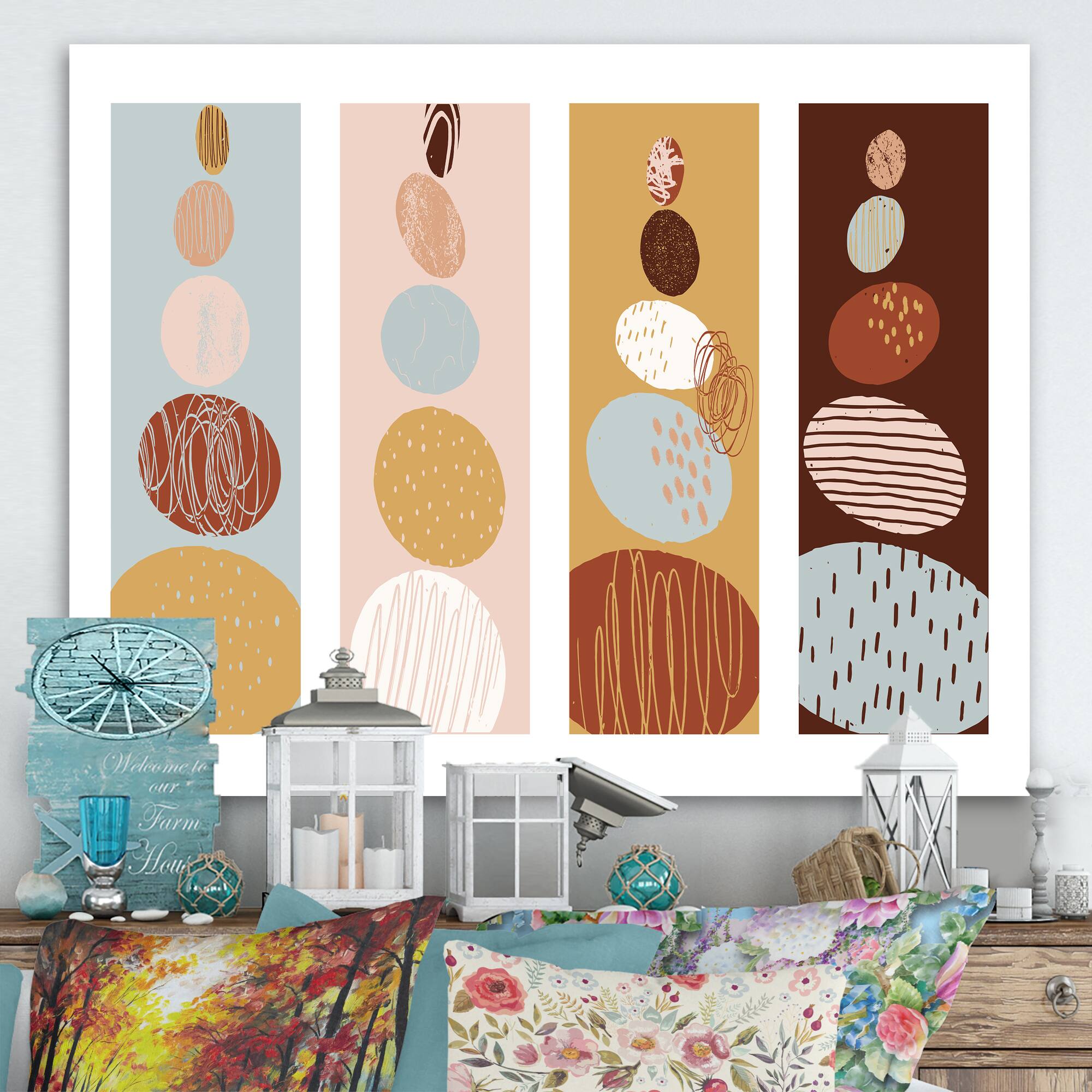 Designart - Minimalistic Compostion of Organic Shaped Pebbles - Modern Canvas Wall Art Print