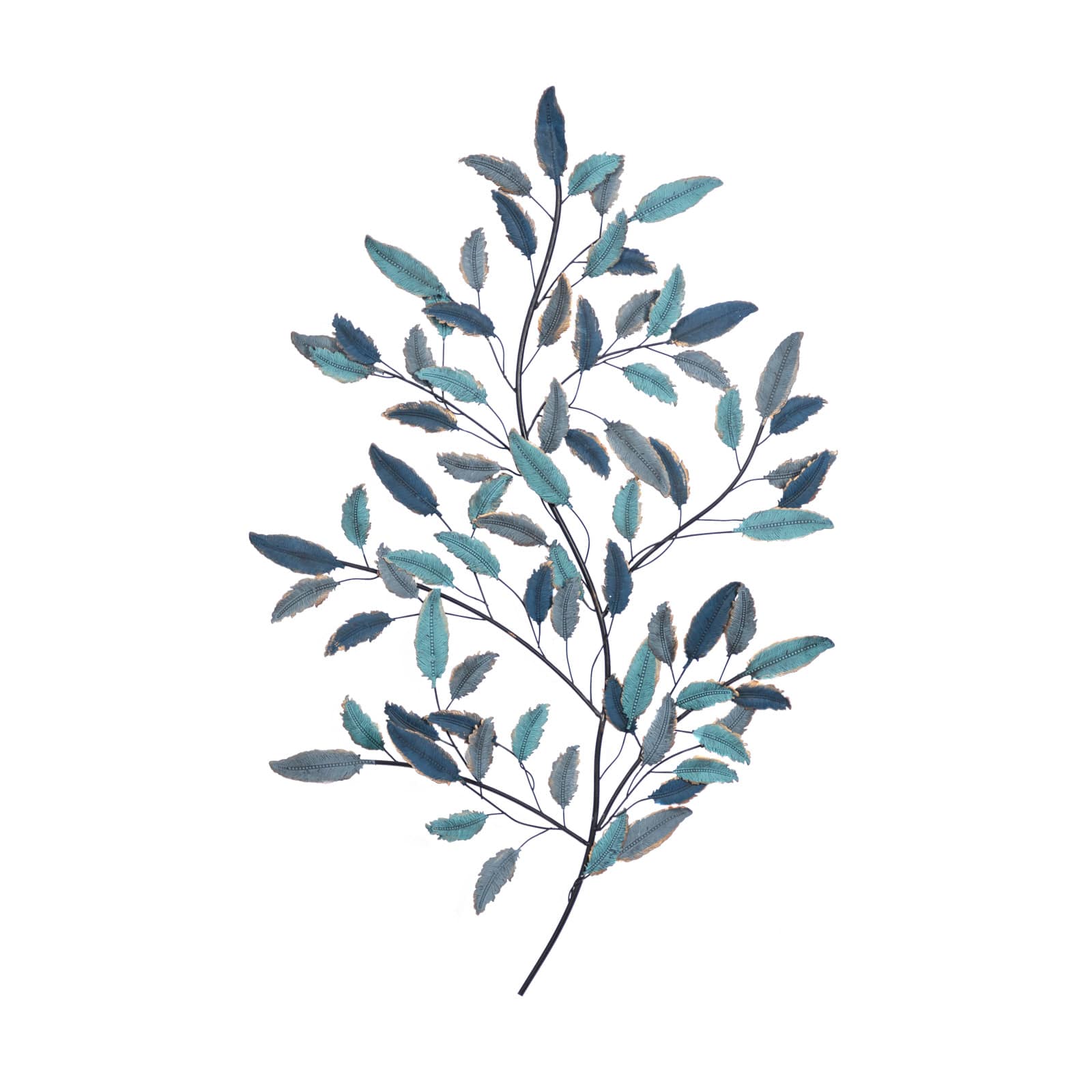 Blue Metal Leaf Traditional Wall Decor