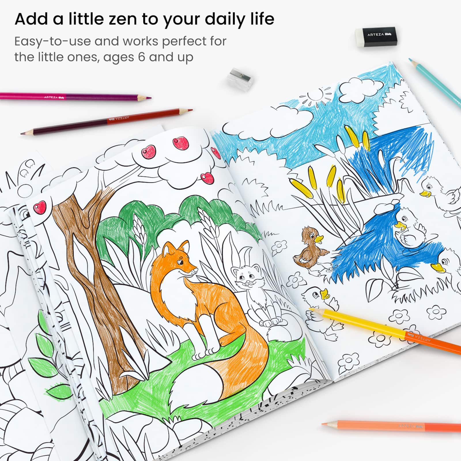 Arteza&#xAE; Kids Land Animals Coloring Book Kit