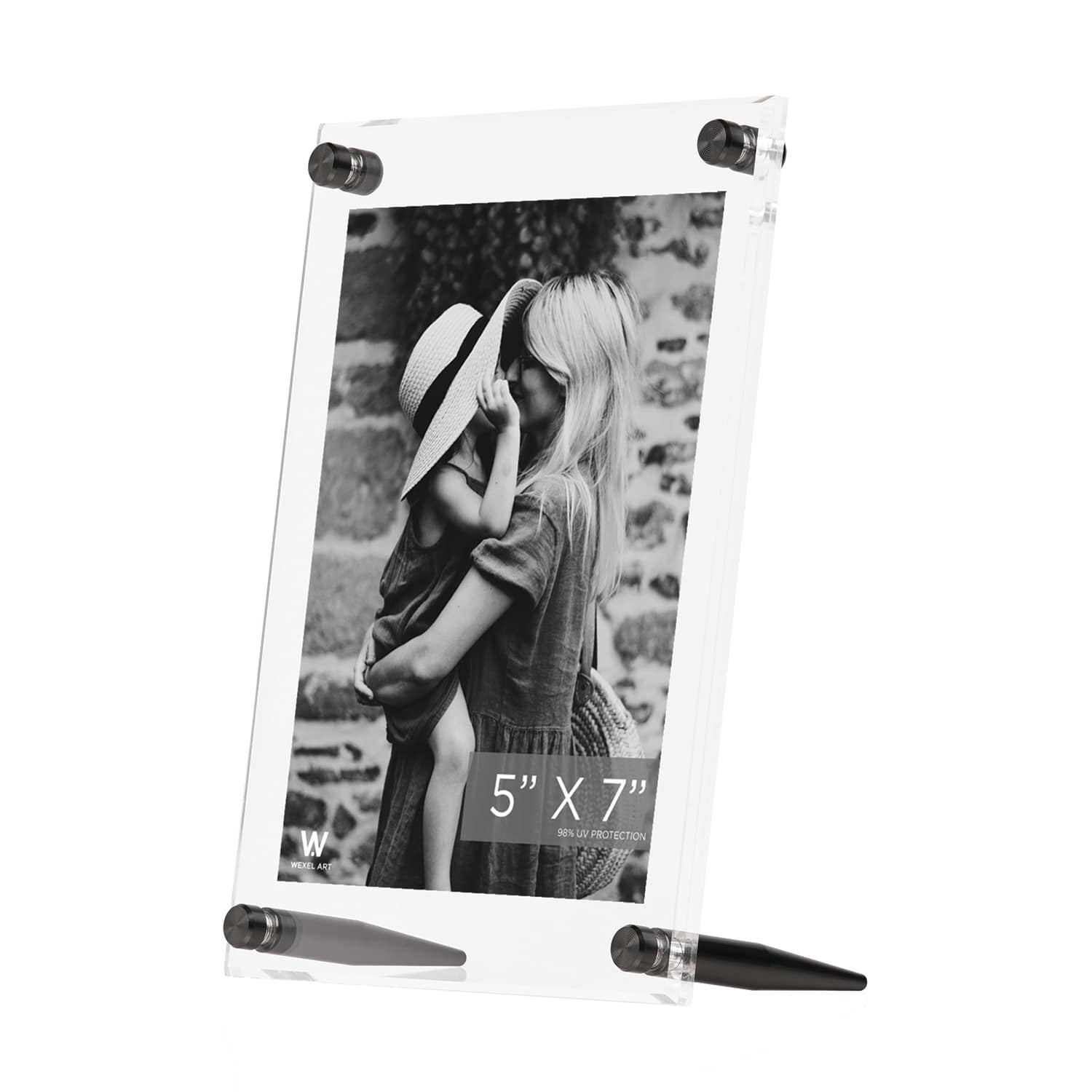 Wexel Art Clear Acrylic Tabletop Floating Picture Frame with Graphite Hardware