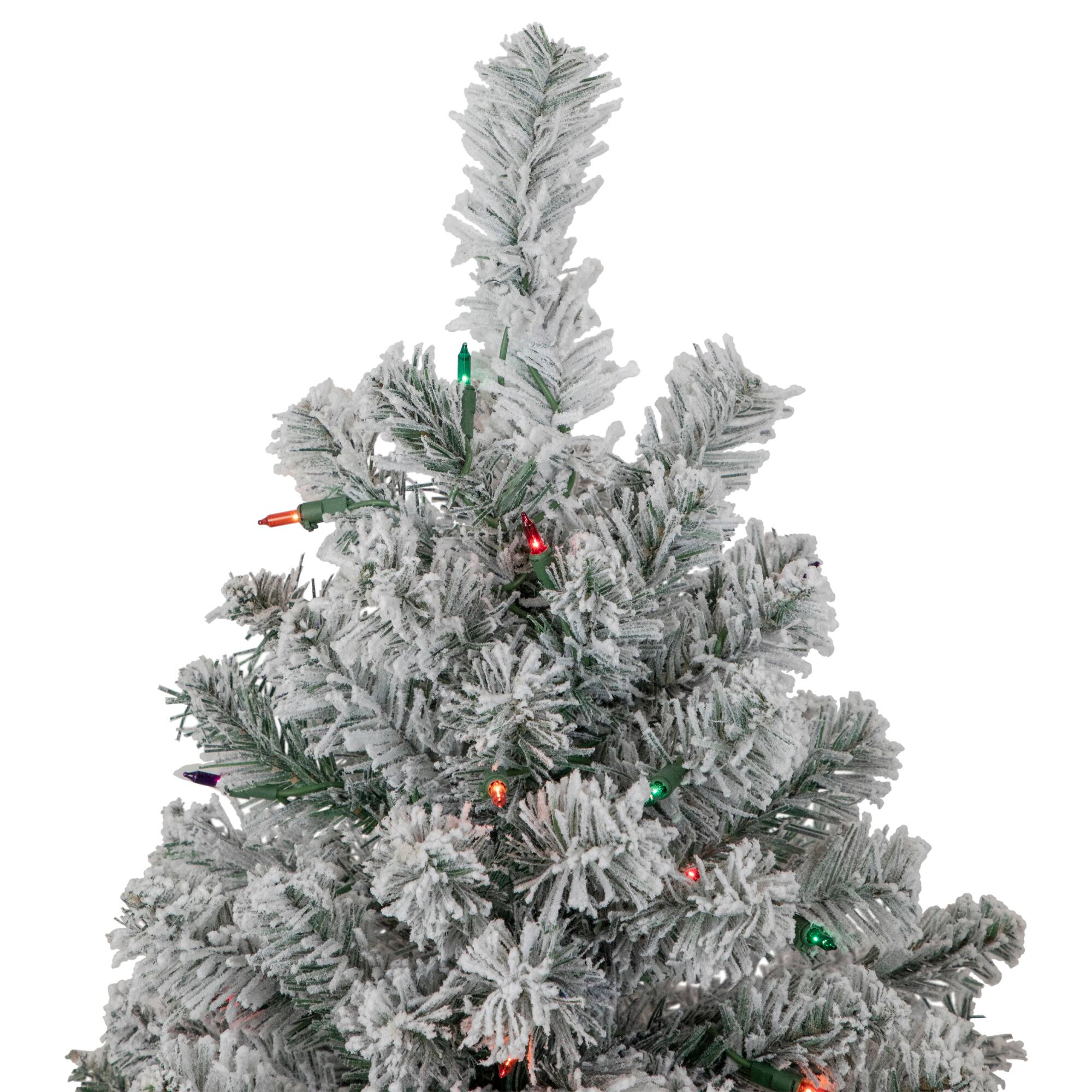 6.5ft. Pre-Lit Flocked Madison Pine Artificial Christmas Tree, Multicolor Lights