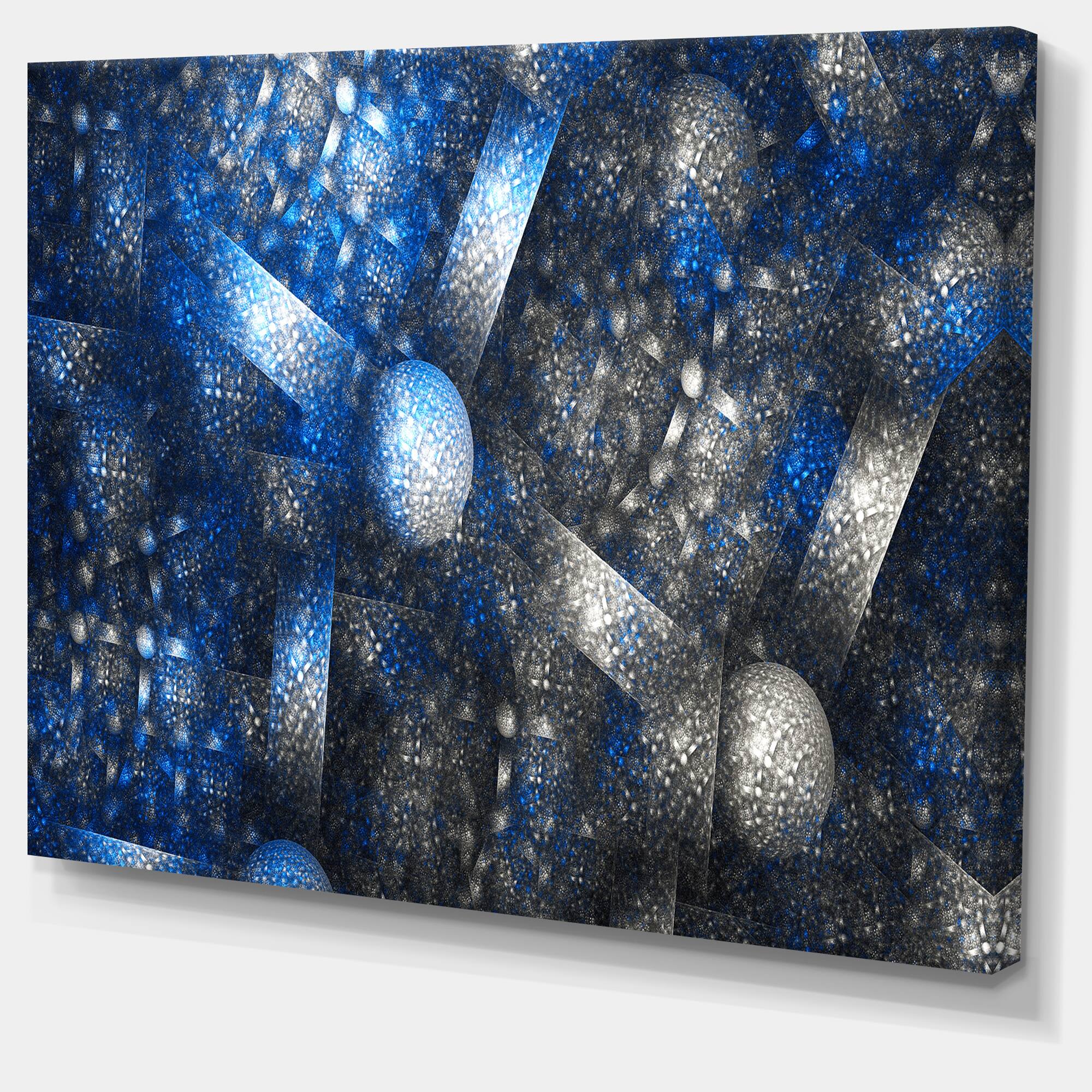 Designart - Crystal Cell Dark Blue Steel Texture - Abstract Wall Art Canvas