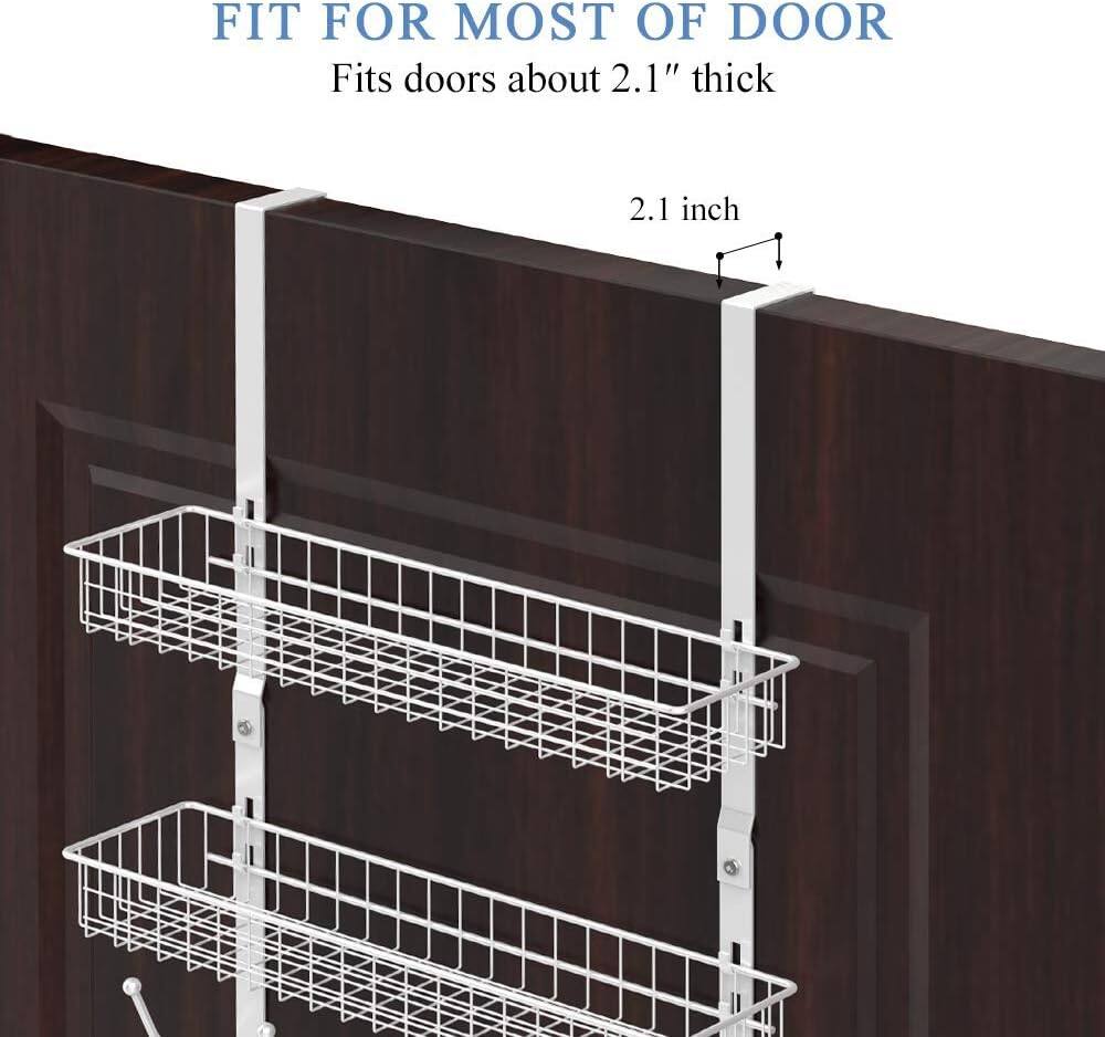 NEX™ 24" White Over the Door Basket Rack with Hooks
