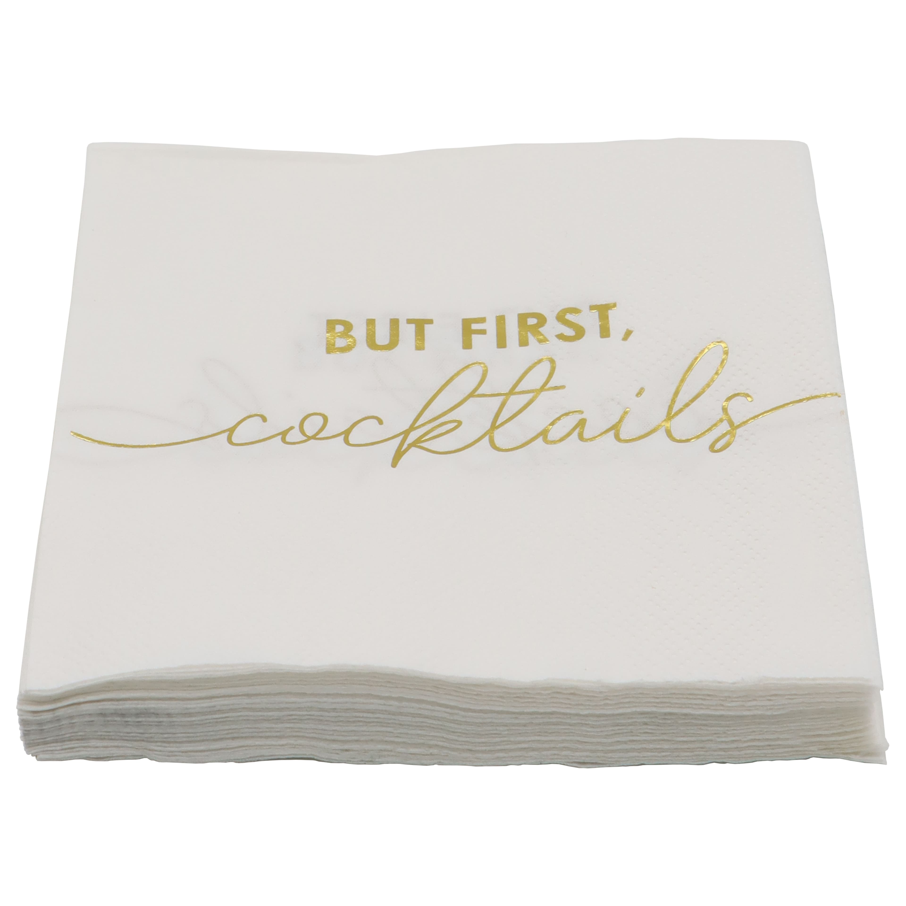 Gold &#x26; White But First Cocktails Beverage Napkins, 20ct. by Celebrate It&#x2122;