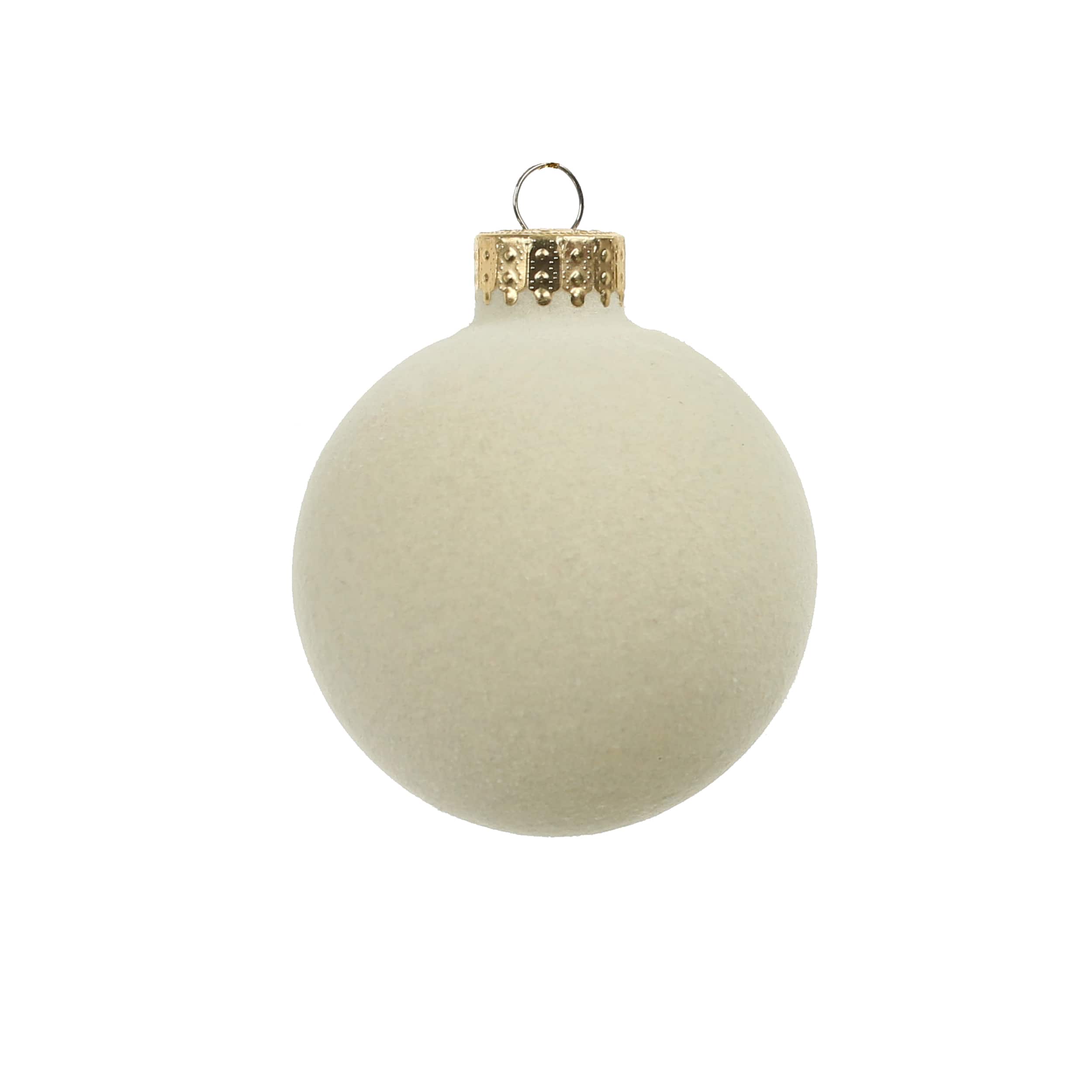 6 Pack 2.5&#x22; Cream Flocked Glass Ball Ornaments by Ashland&#xAE;