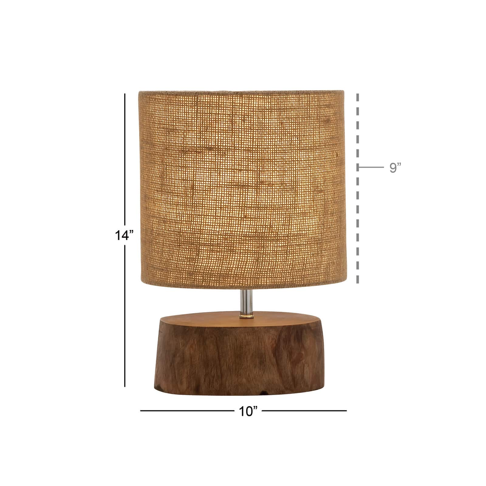 Brown Wood Rustic Table Lamp, 14&#x22; x 10&#x22; x 10&#x22;