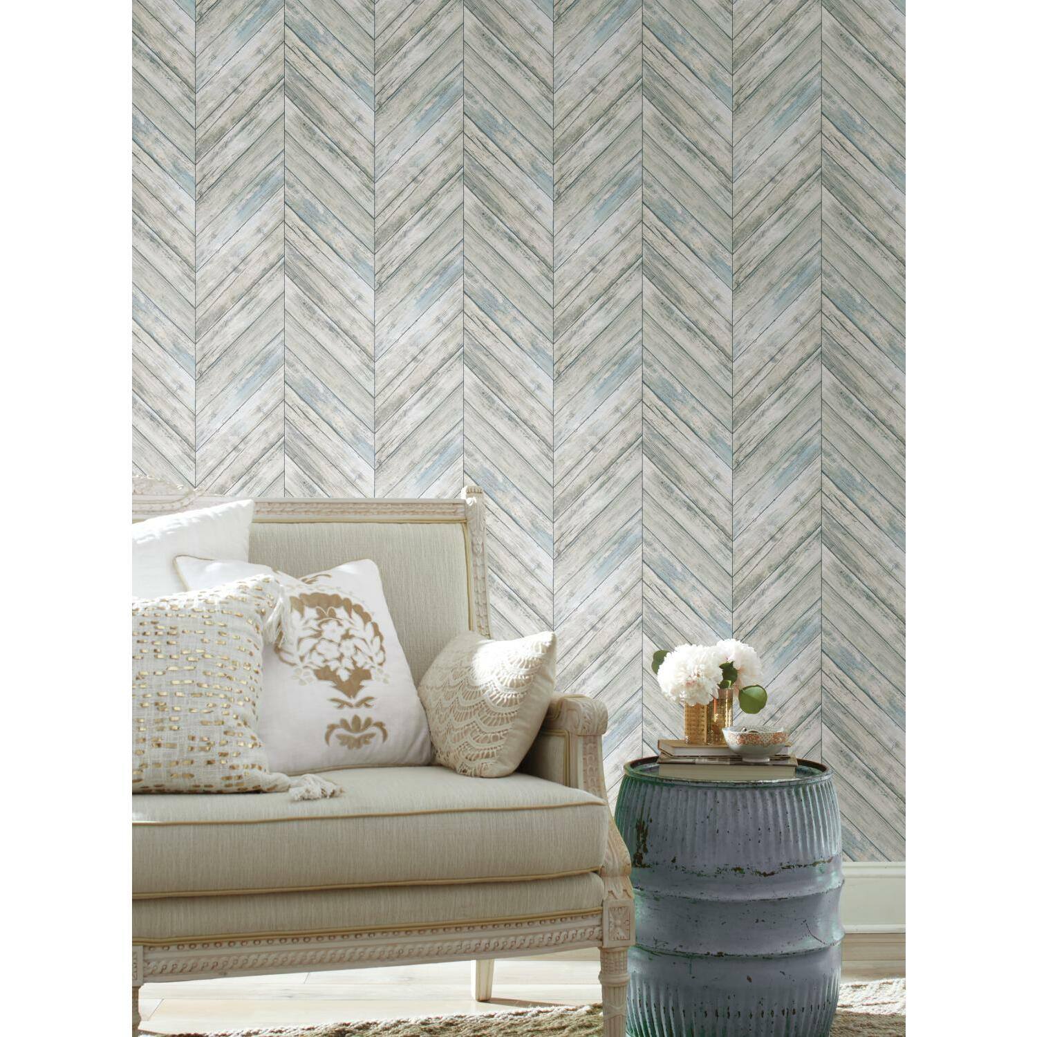 RoomMates Herringbone Wood Boards Peel & Stick Wallpaper