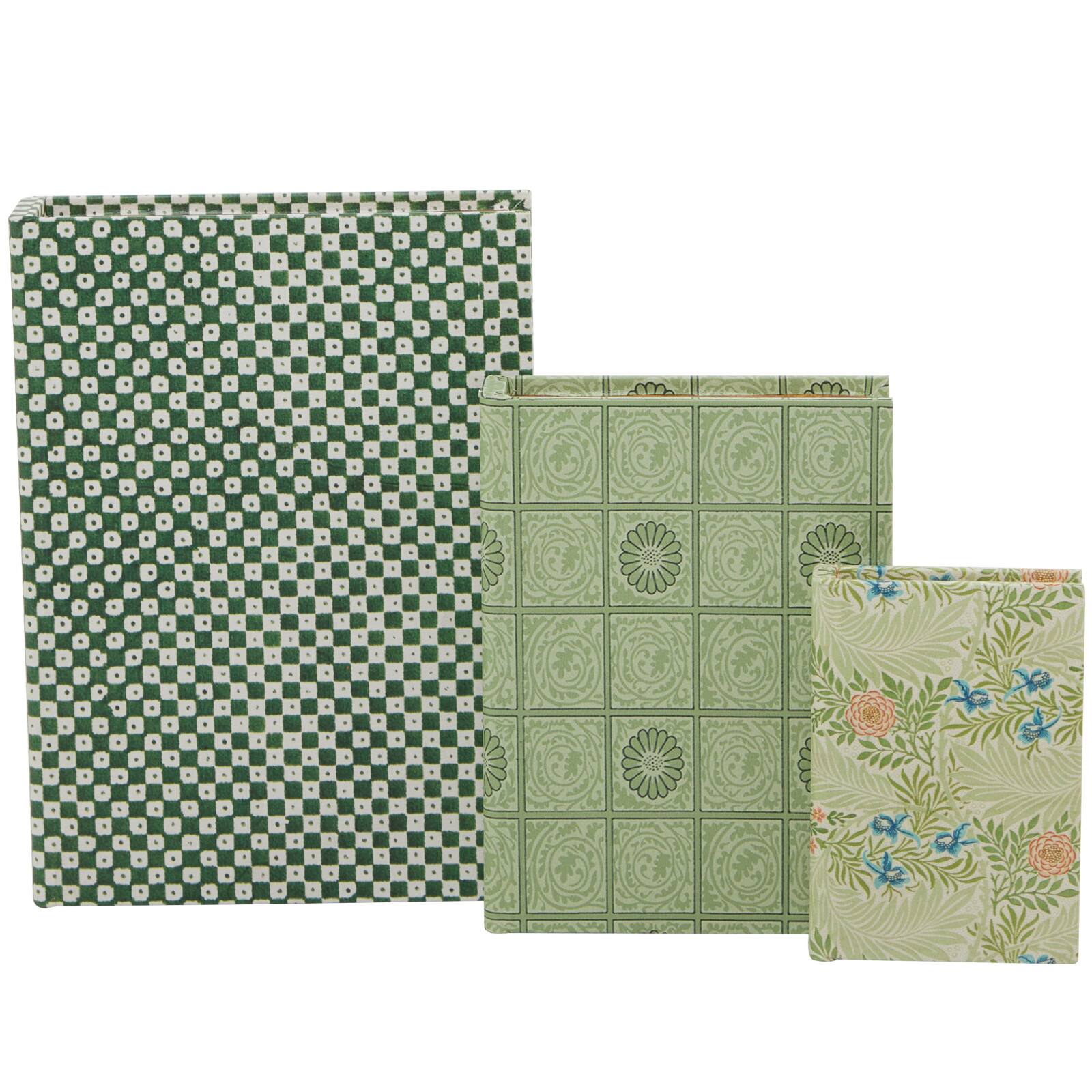 Green Faux Leather Faux Book Box Set