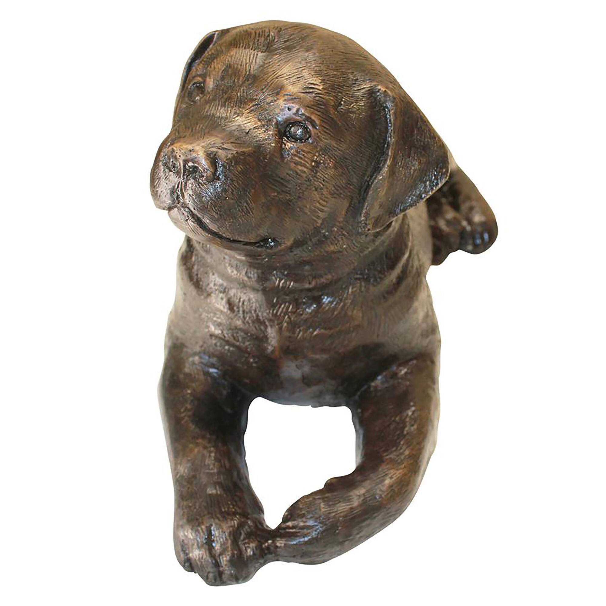 Design Toscano 15&#x22; Cast Bronze Labrador Puppy Garden Statue