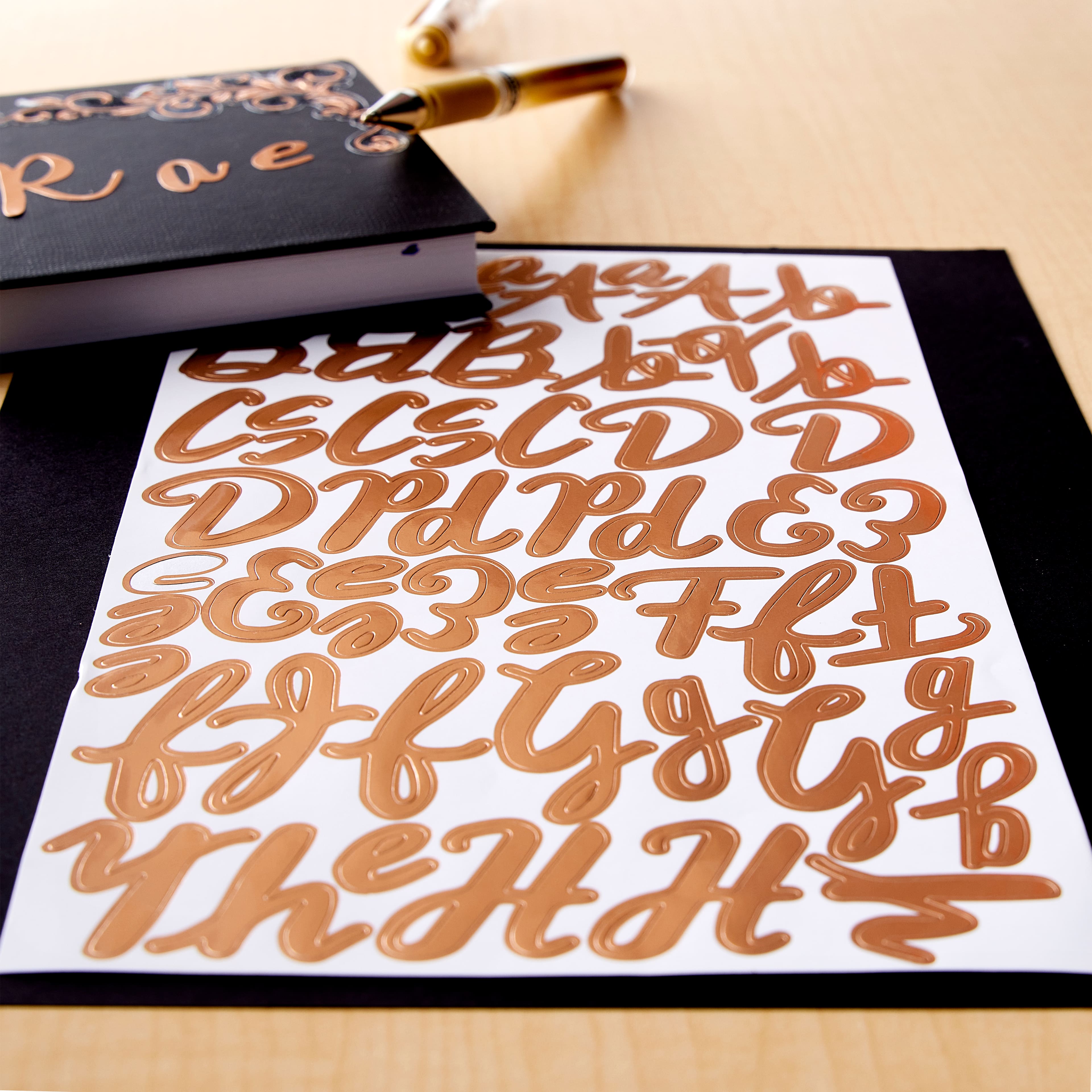 Recollections Handwritten Alphabet Stickers - Rose Gold - 235 ct