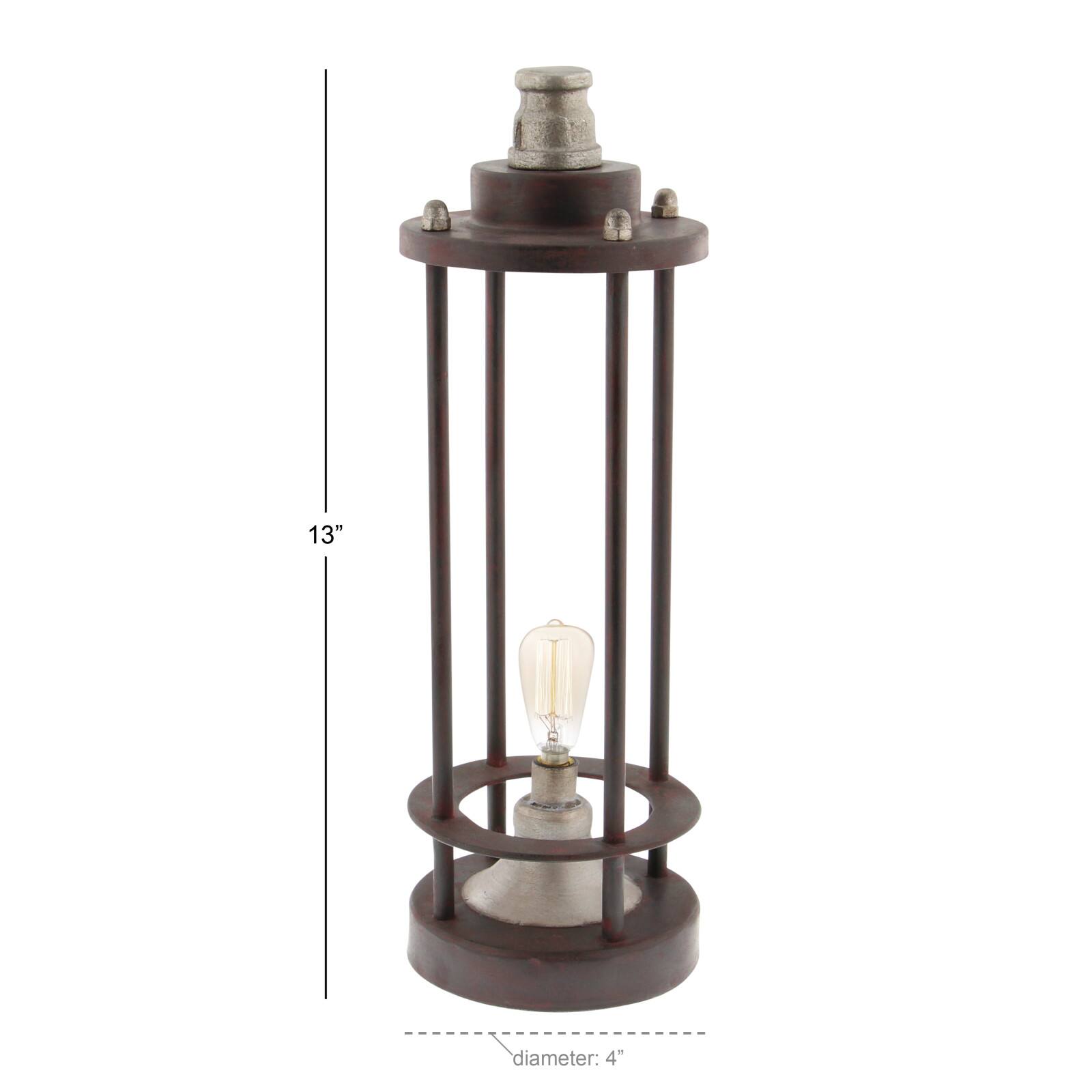 Brown Iron Industrial LED Lantern, 13&#x22; x 4&#x22; x 4&#x22;