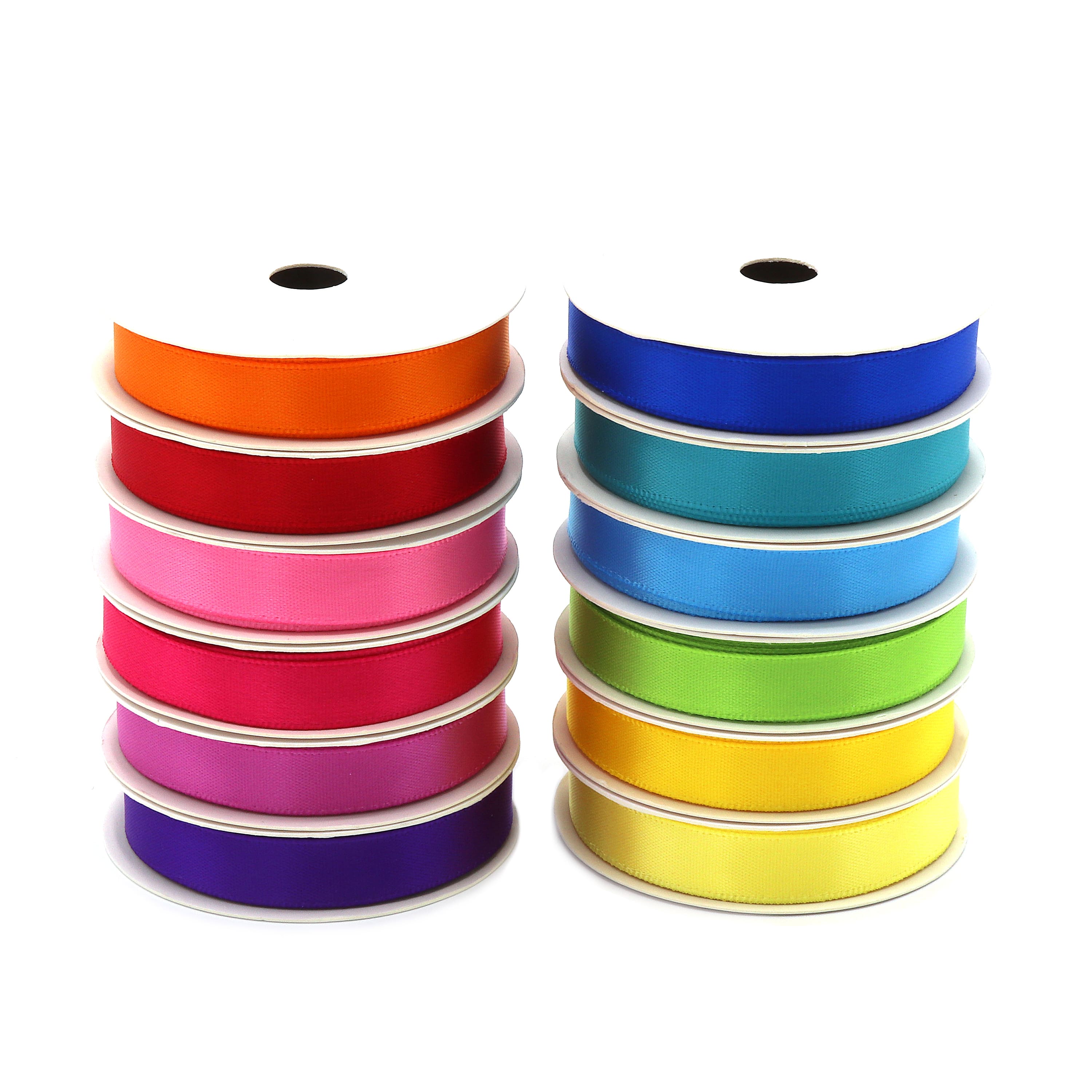 Gwen Studios 3/8&#x22; x 3yd. Brights Single Faced Satin Ribbon Pack, 12ct.