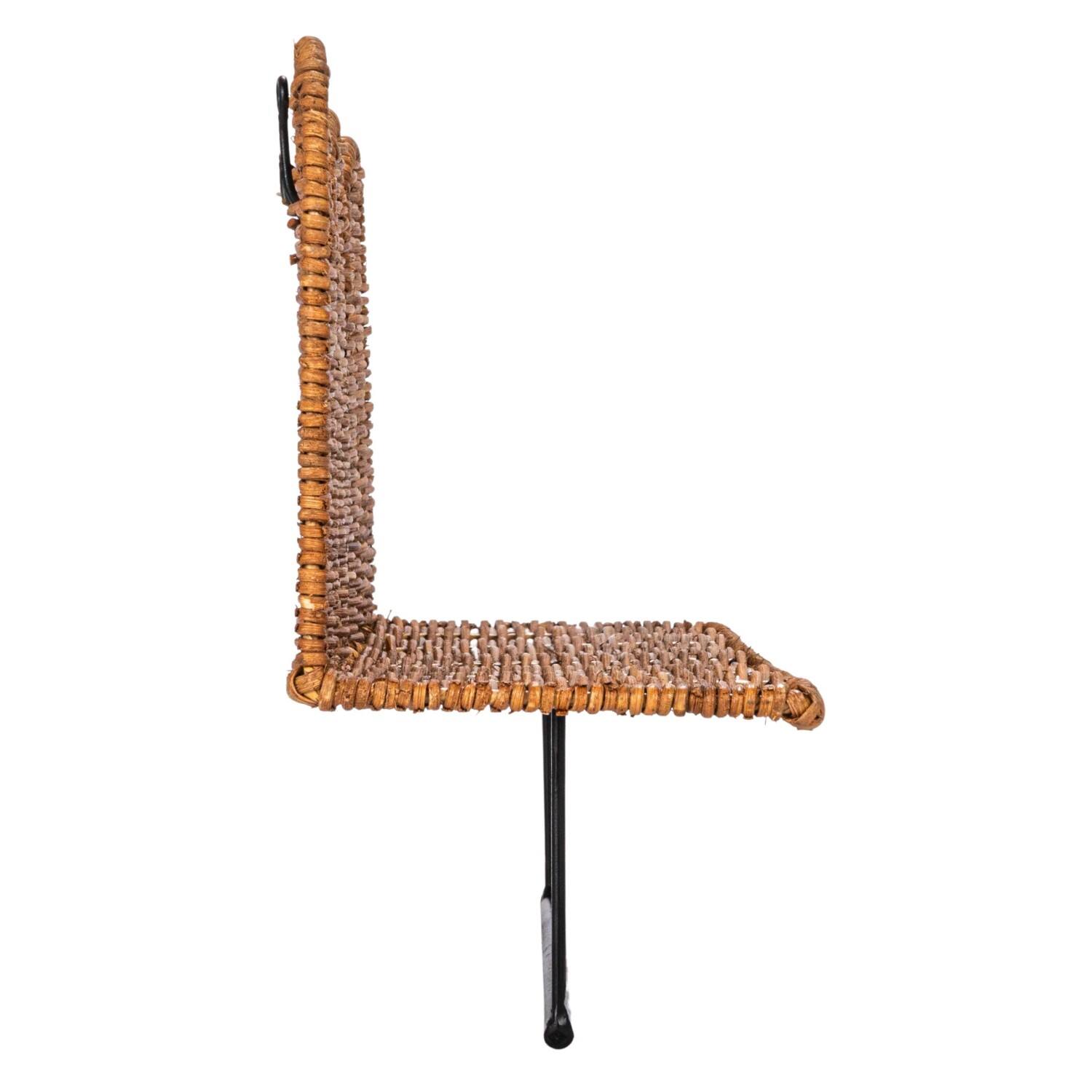 Hello Honey&#xAE; Natural Rattan Wicker Wall Shelf with Scalloped Edge &#x26; Metal Rod