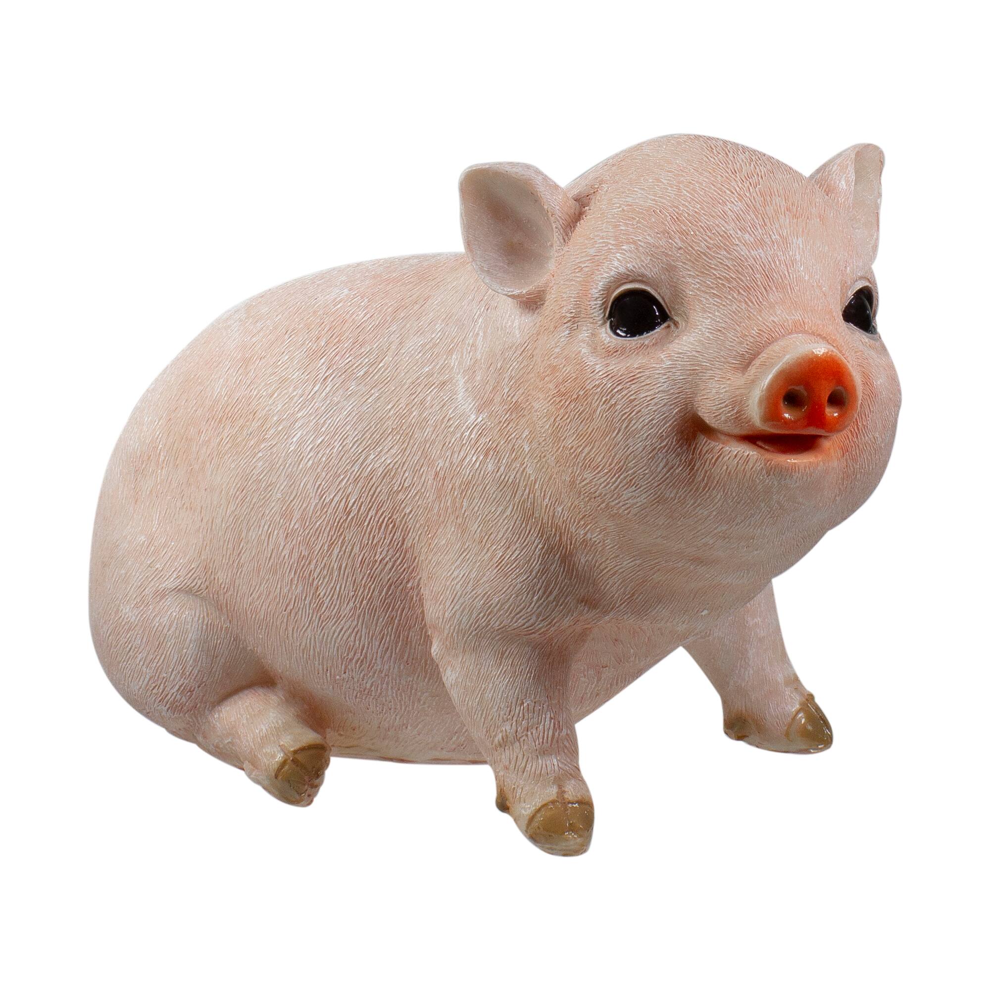12.5&#x22; Realistic Pink Piglet Outdoor Garden Statue