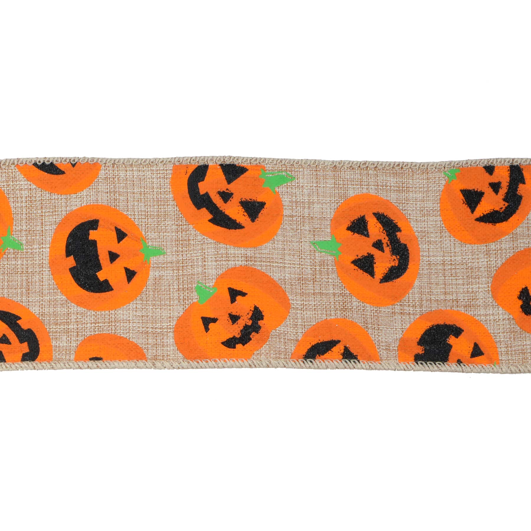 2.5&#x22; x 20ft. Pumpkin Wired Faux Burlap Ribbon by Celebrate It&#xAE; Halloween